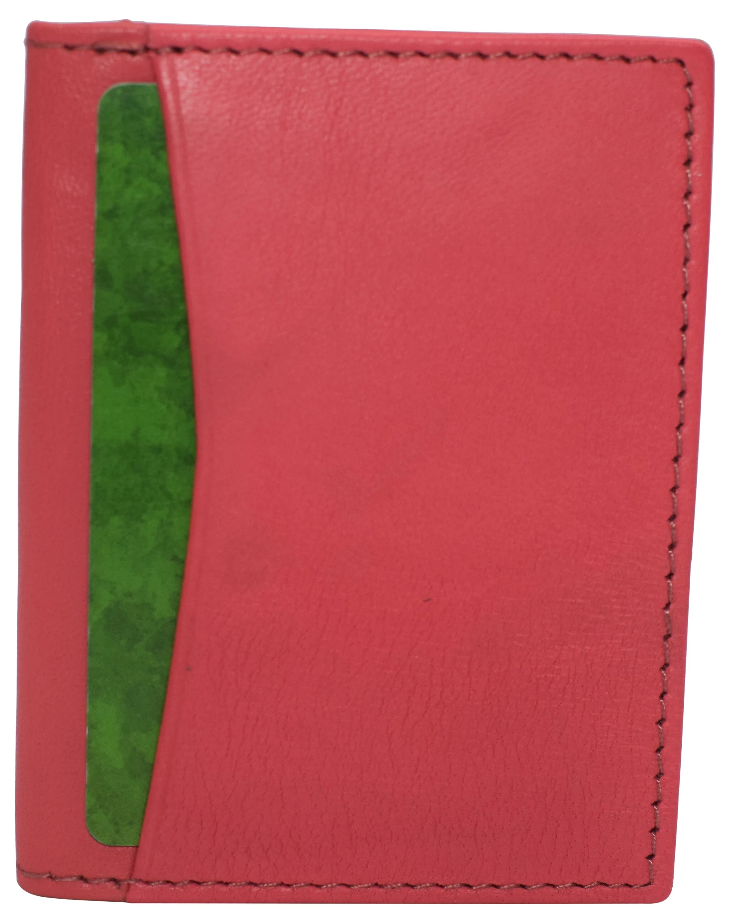 RFID Blocking Slim Thin Genuine Leather 2 ID Window Mini Wallet Holder Bifold Driver's License Safe