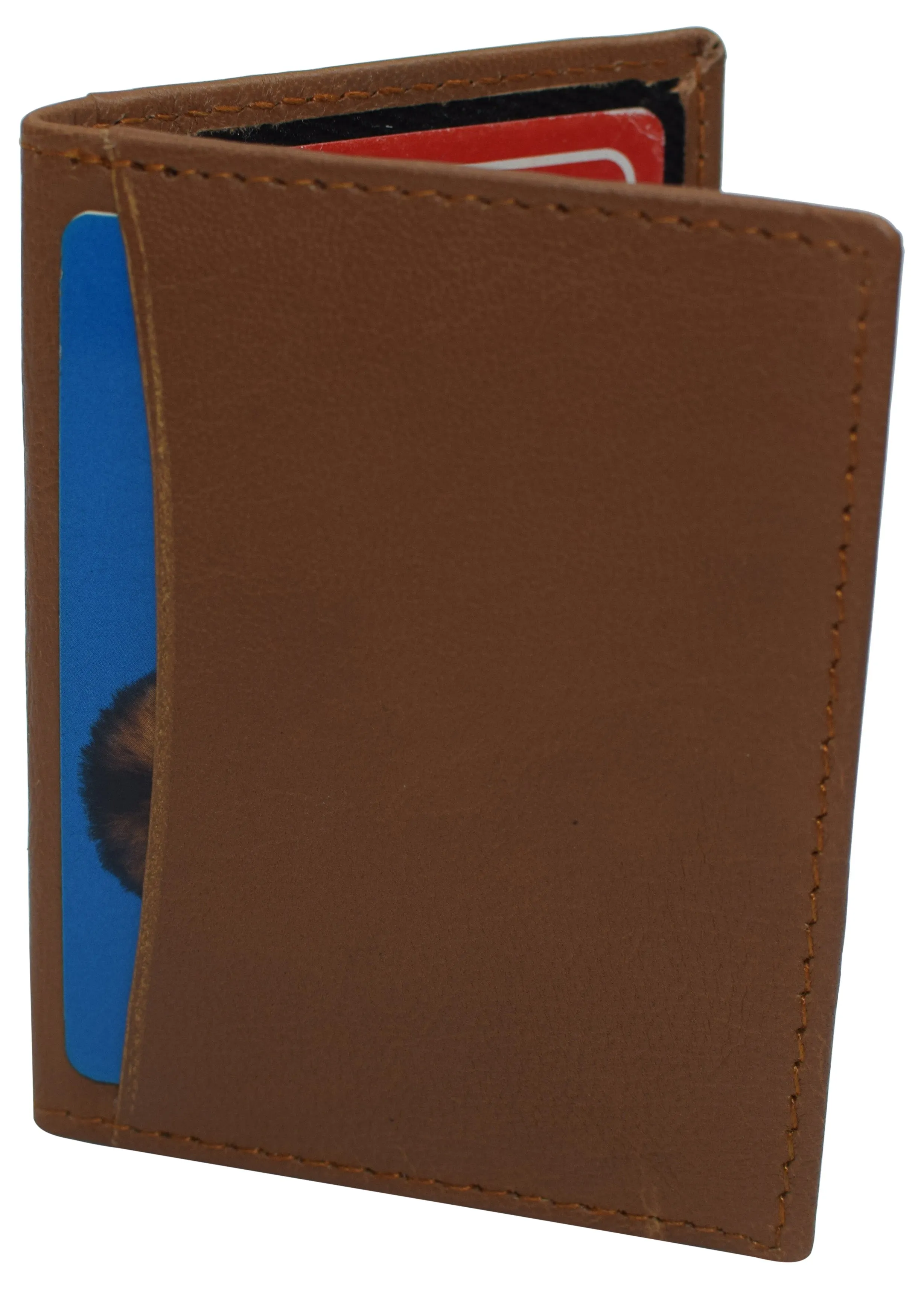 RFID Blocking Slim Thin Genuine Leather 2 ID Window Mini Wallet Holder Bifold Driver's License Safe