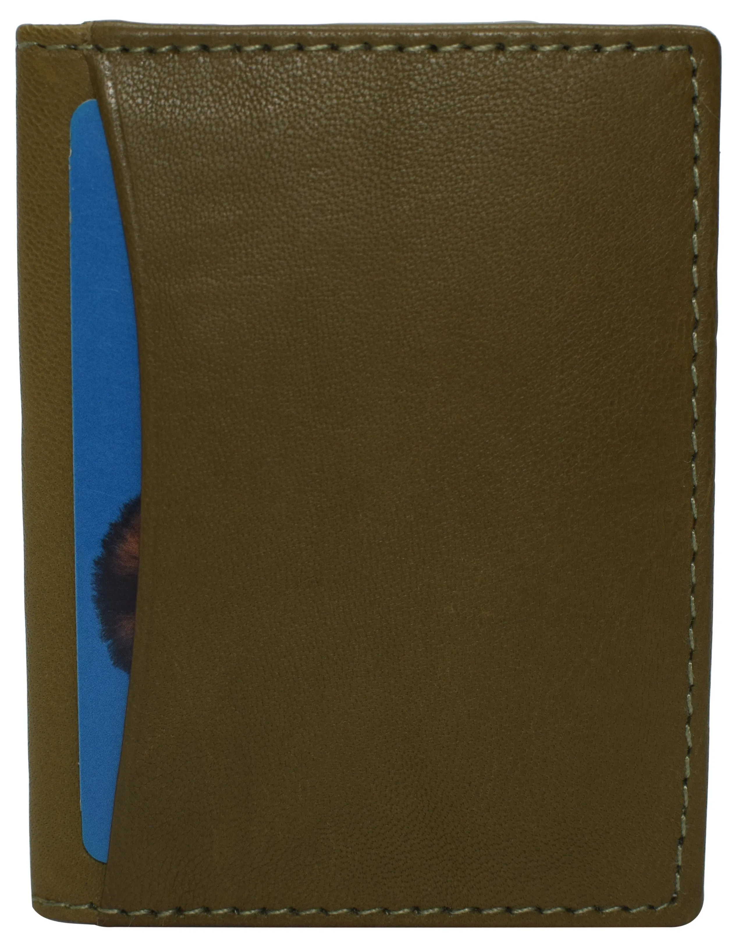 RFID Blocking Slim Thin Genuine Leather 2 ID Window Mini Wallet Holder Bifold Driver's License Safe