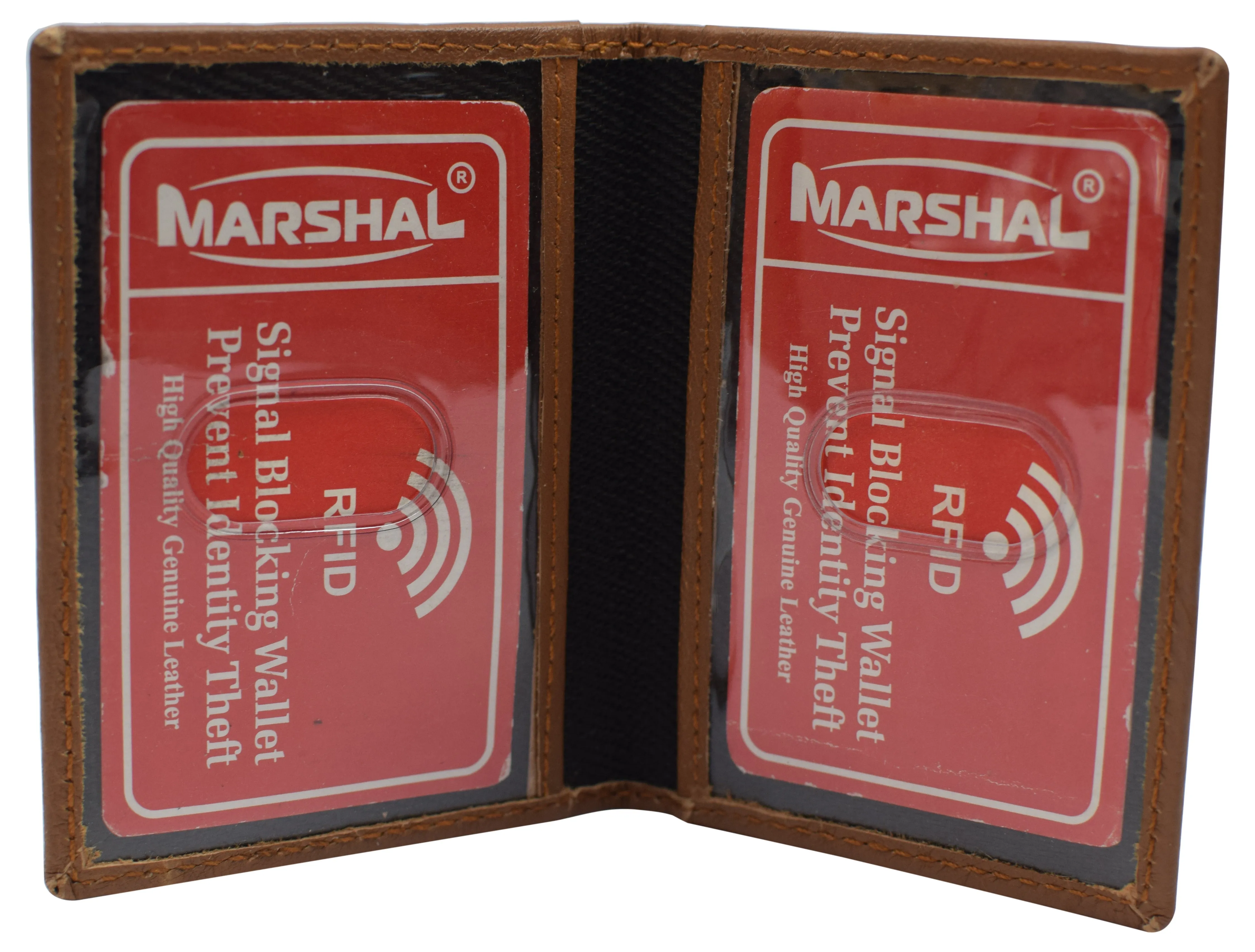 RFID Blocking Slim Thin Genuine Leather 2 ID Window Mini Wallet Holder Bifold Driver's License Safe
