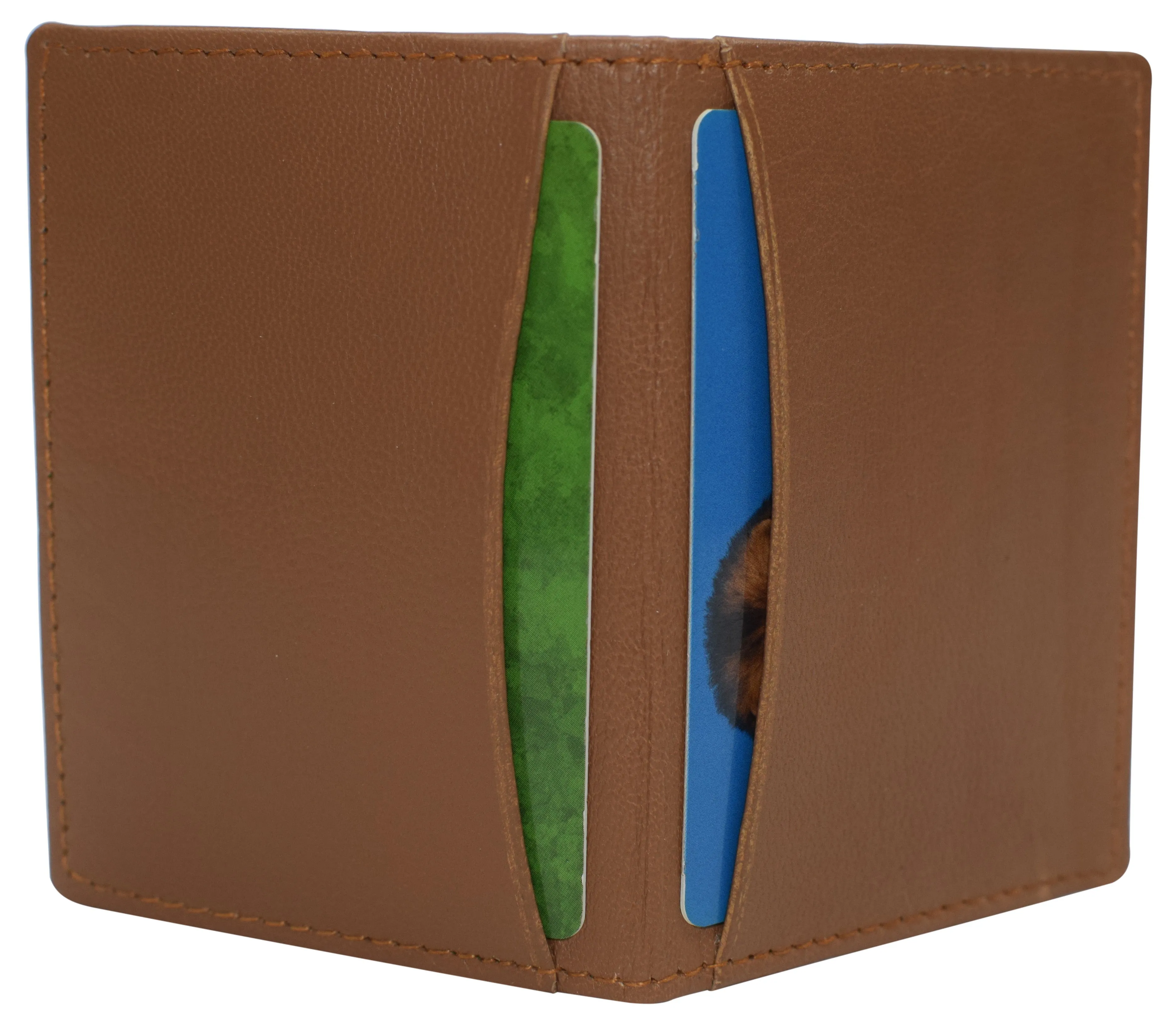 RFID Blocking Slim Thin Genuine Leather 2 ID Window Mini Wallet Holder Bifold Driver's License Safe