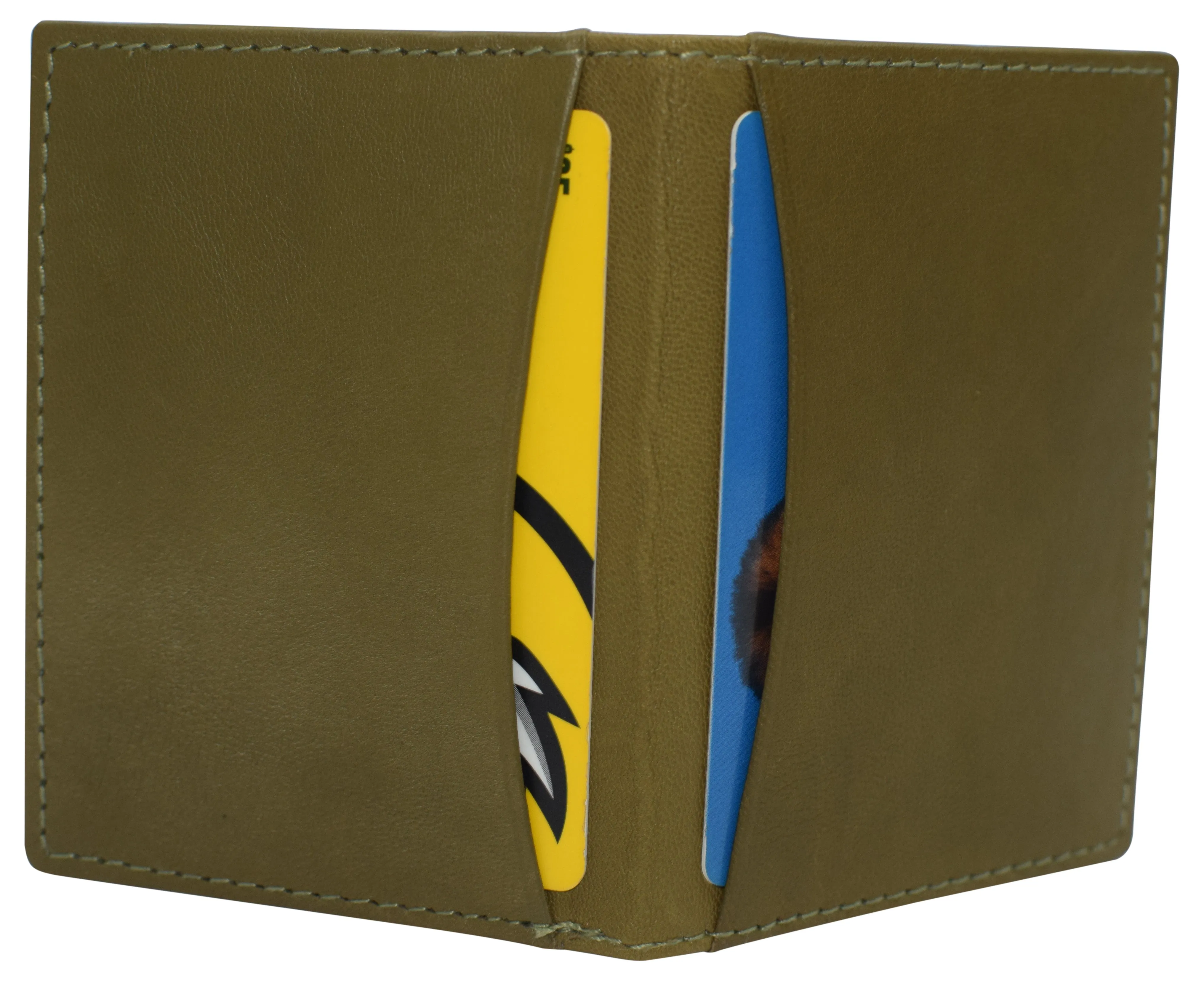 RFID Blocking Slim Thin Genuine Leather 2 ID Window Mini Wallet Holder Bifold Driver's License Safe
