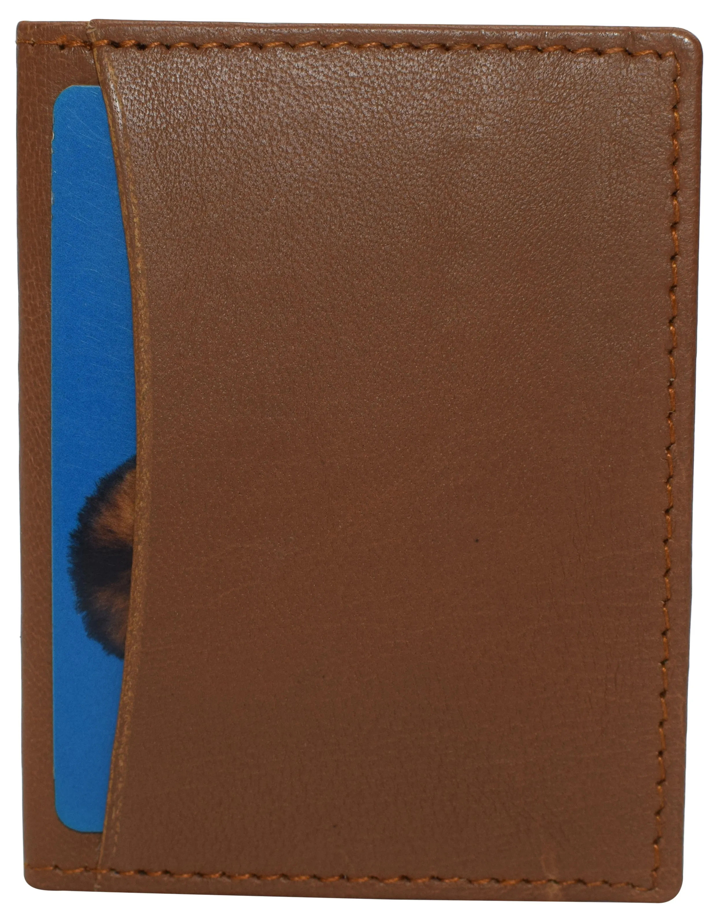 RFID Blocking Slim Thin Genuine Leather 2 ID Window Mini Wallet Holder Bifold Driver's License Safe
