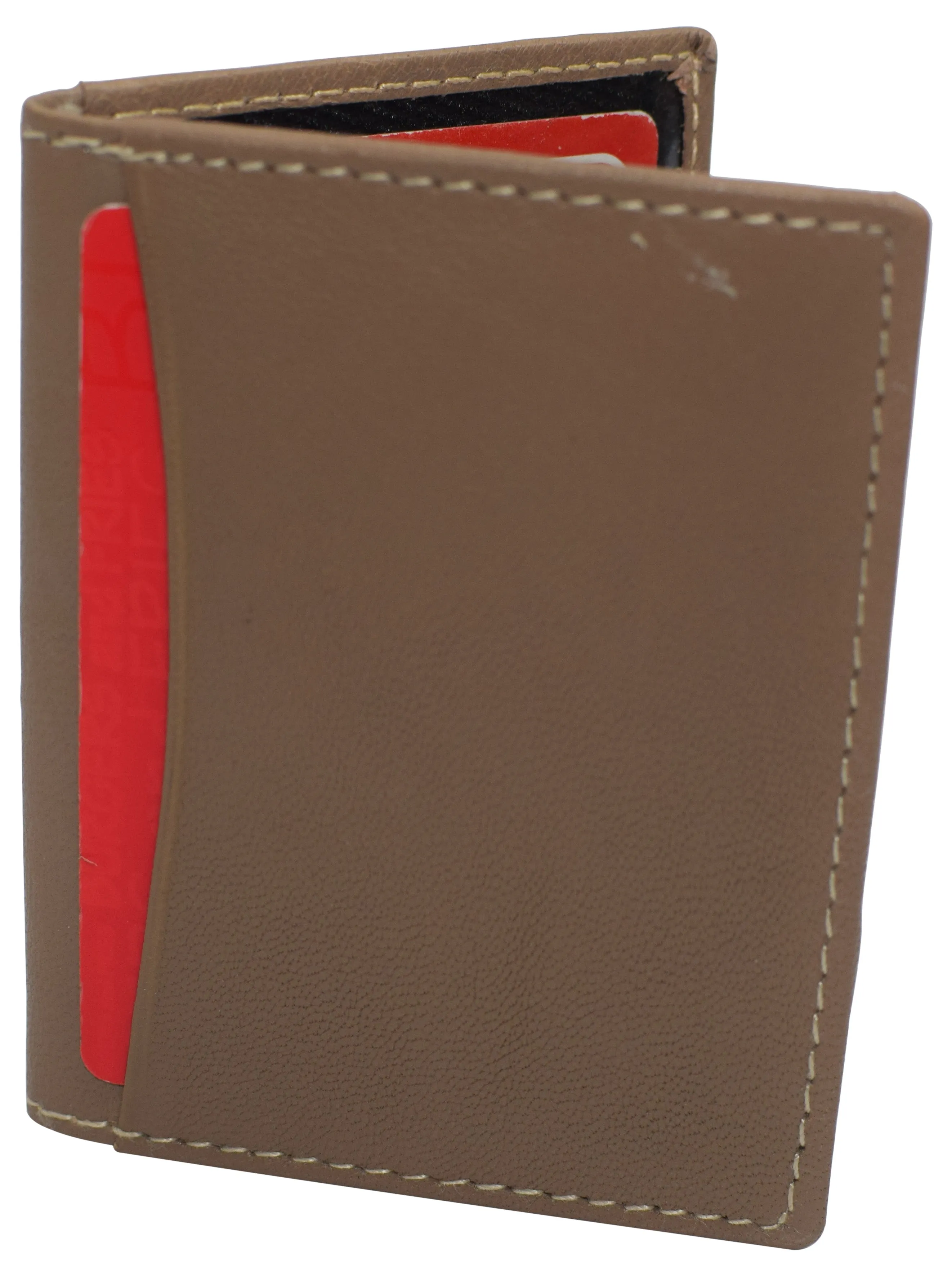 RFID Blocking Slim Thin Genuine Leather 2 ID Window Mini Wallet Holder Bifold Driver's License Safe