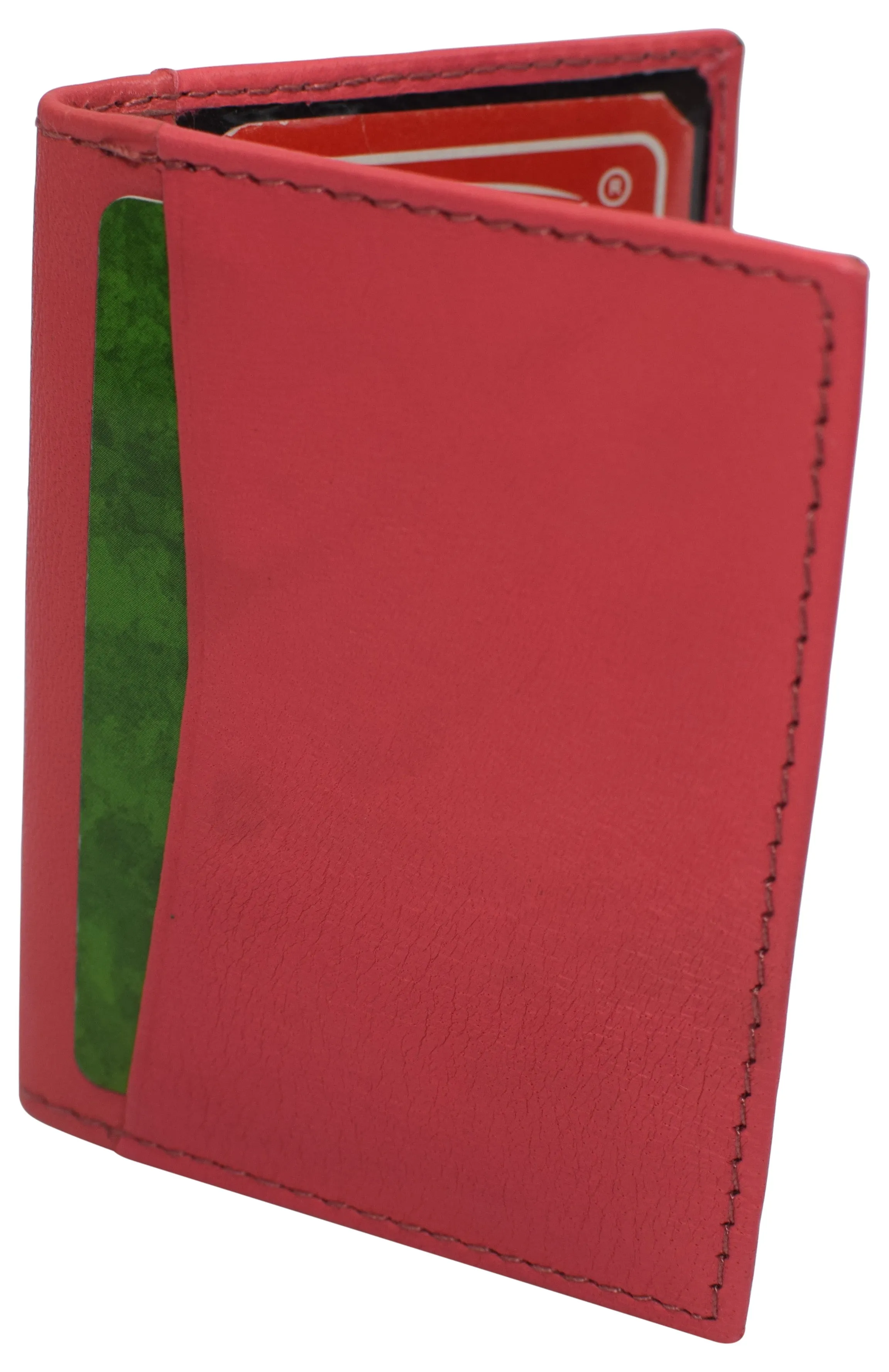 RFID Blocking Slim Thin Genuine Leather 2 ID Window Mini Wallet Holder Bifold Driver's License Safe