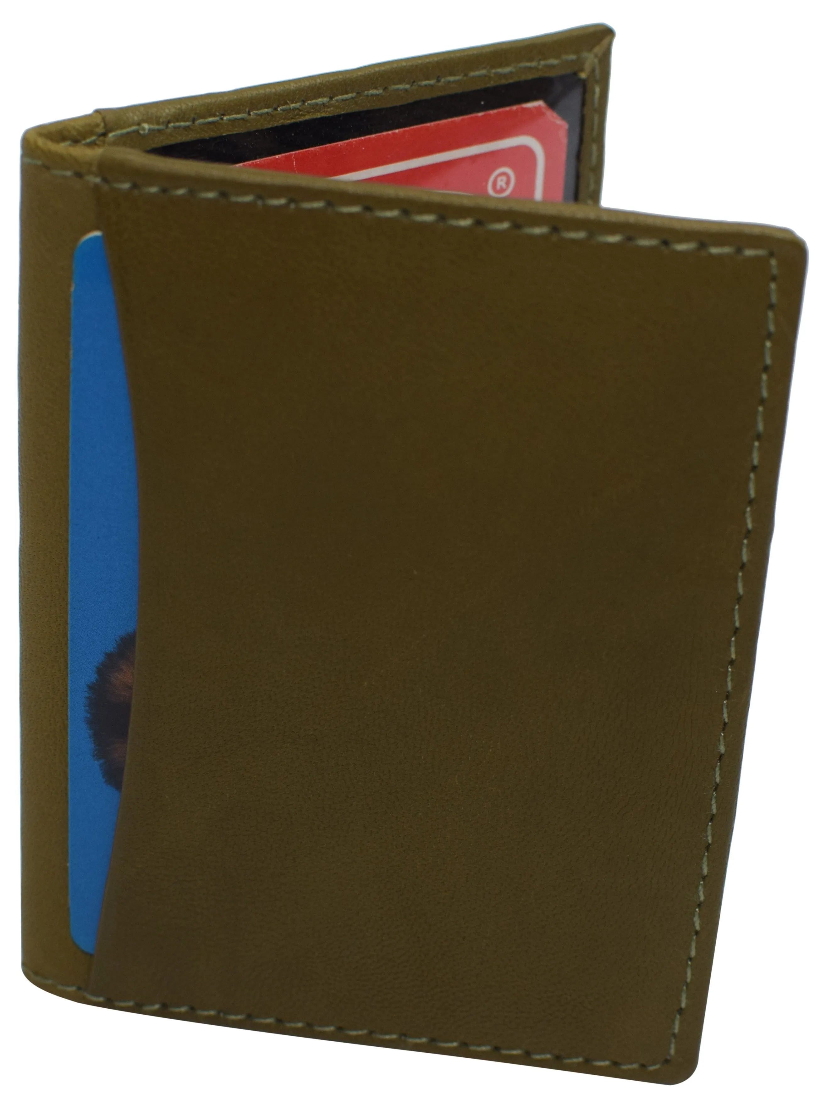 RFID Blocking Slim Thin Genuine Leather 2 ID Window Mini Wallet Holder Bifold Driver's License Safe