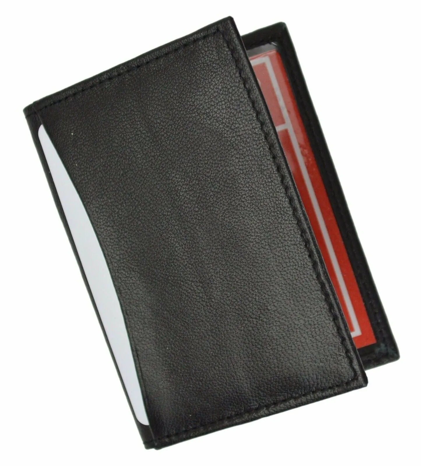 RFID Blocking Slim Thin Genuine Leather 2 ID Window Mini Wallet Holder Bifold Driver's License Safe
