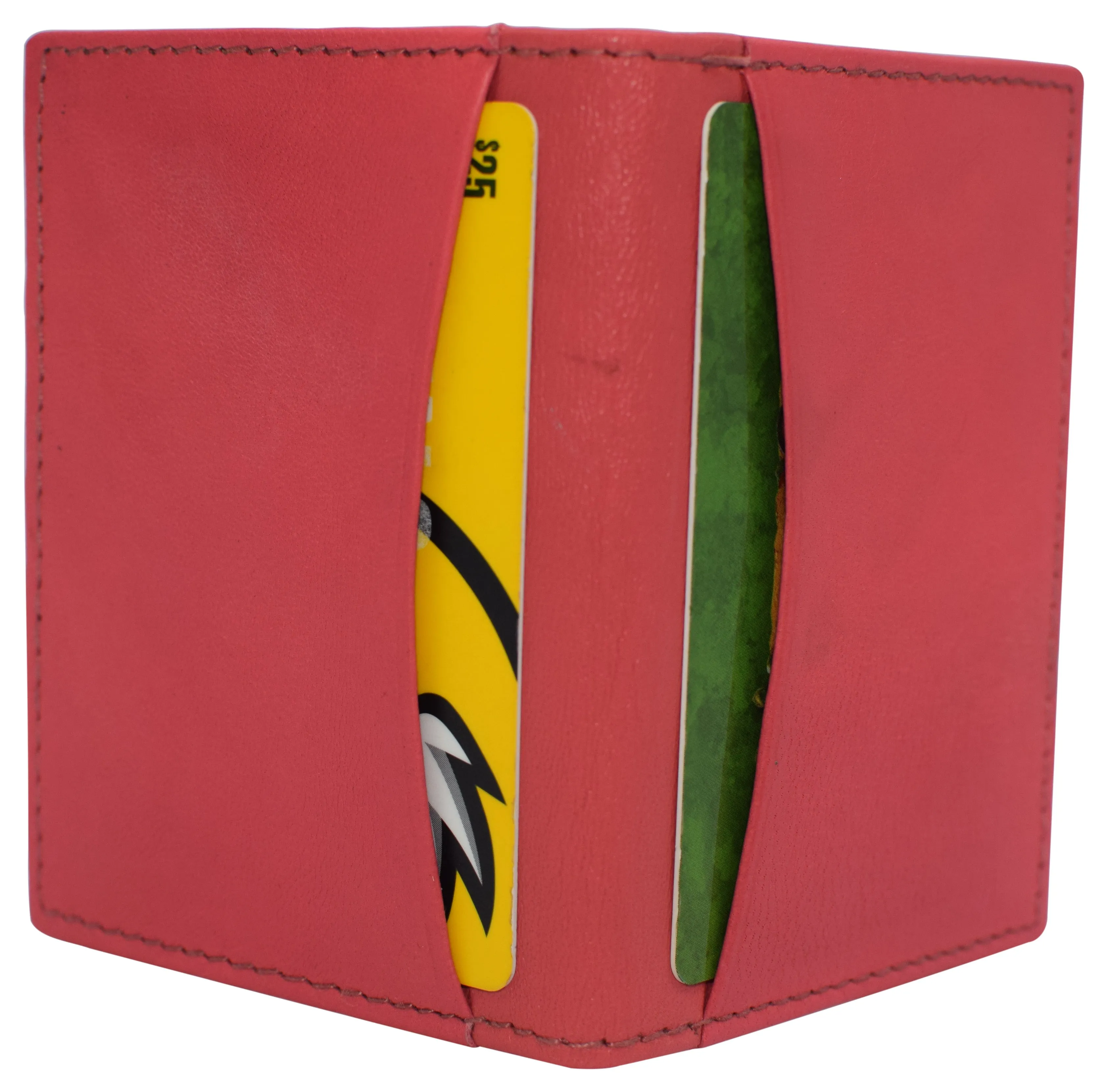 RFID Blocking Slim Thin Genuine Leather 2 ID Window Mini Wallet Holder Bifold Driver's License Safe