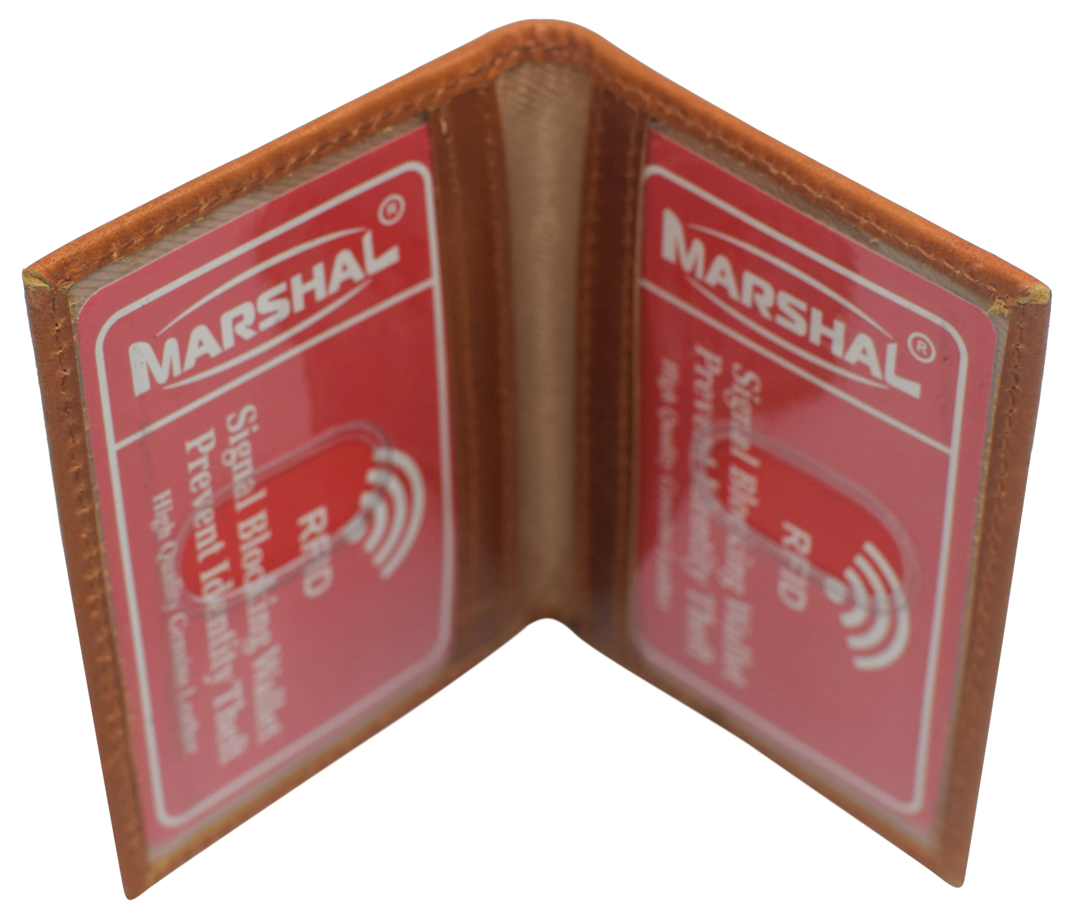 RFID1515HTC Slim Thin Genuine Leather 2 ID Window Mini Wallet Holder Bifold Driver's License Safe