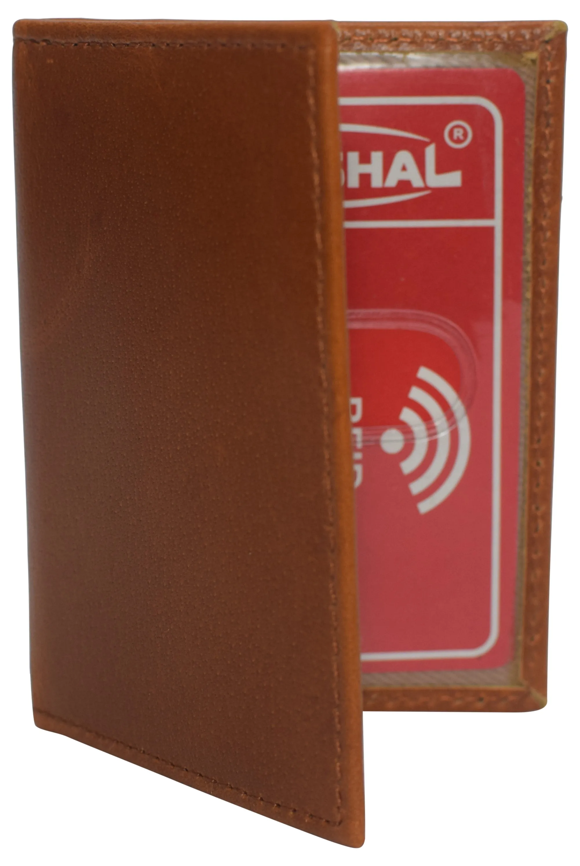 RFID1515HTC Slim Thin Genuine Leather 2 ID Window Mini Wallet Holder Bifold Driver's License Safe