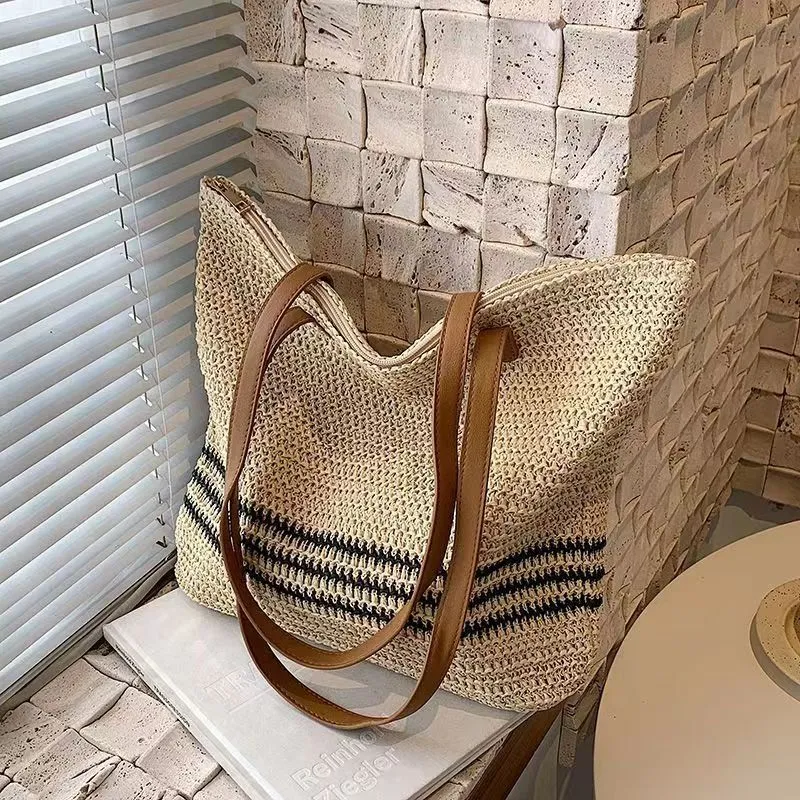 Riviera Rattan Crochet Tote Bag