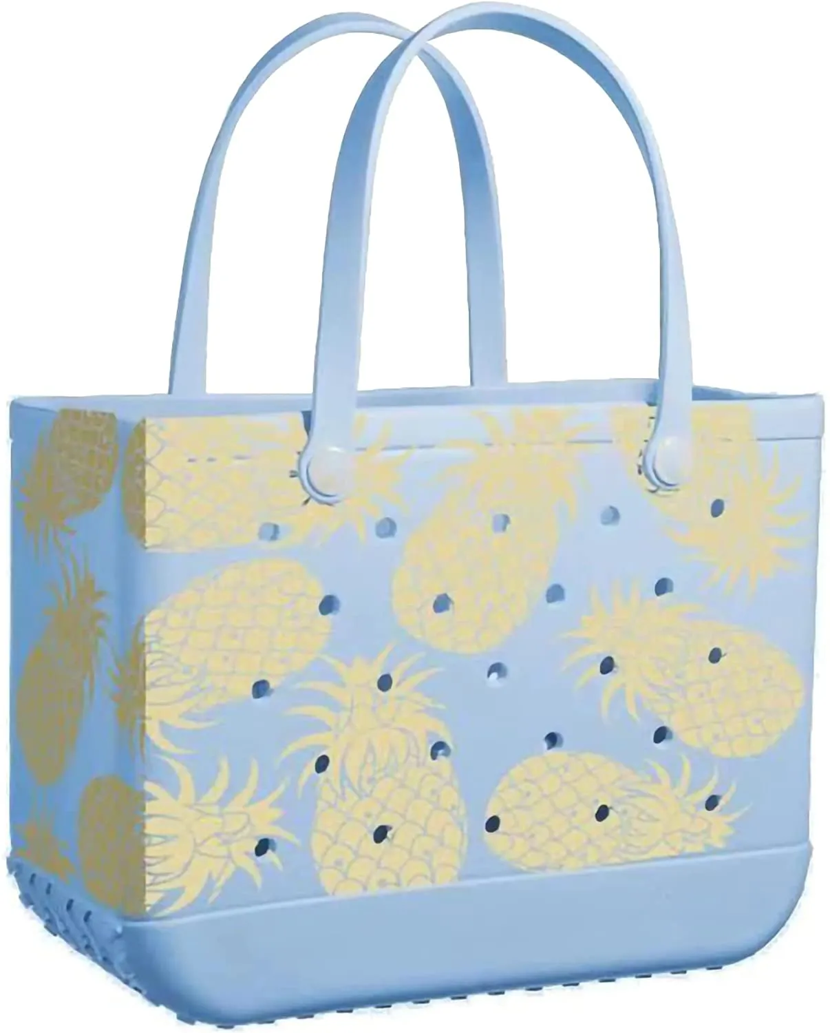 Rubber Beach Bag Waterproof EVA Portable Handbag Travel Bags with Holes Tote Bag for Beach Outdoor Boat Pool Work Sports（Large）