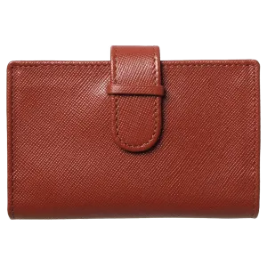 Saffiano Business Card Case Brown