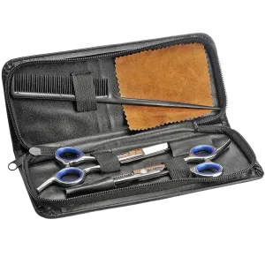 Schone Professional Hair Cutting Scissors Shears Barber Thinning Set Kit with a Black Leather Case