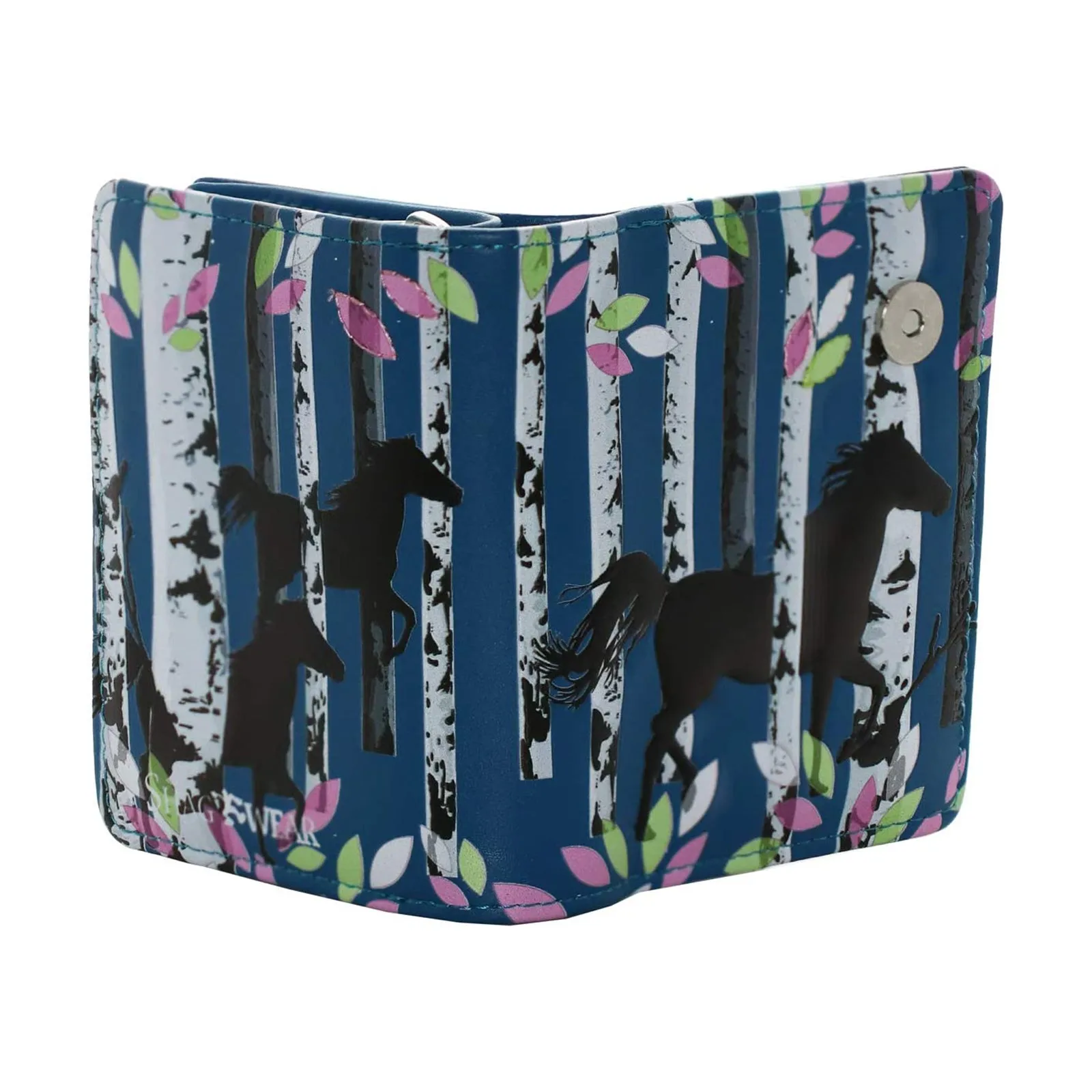 Shagwear Forest Horse Small Navy Blue Zipper Wallet