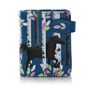 Shagwear Forest Horse Small Navy Blue Zipper Wallet