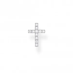 Silver Zirconia Cross Single Ear Stud H2131-051-14