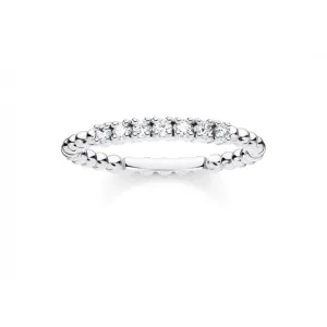 Silver Zirconia Dot Stacking Ring TR2323-051-14
