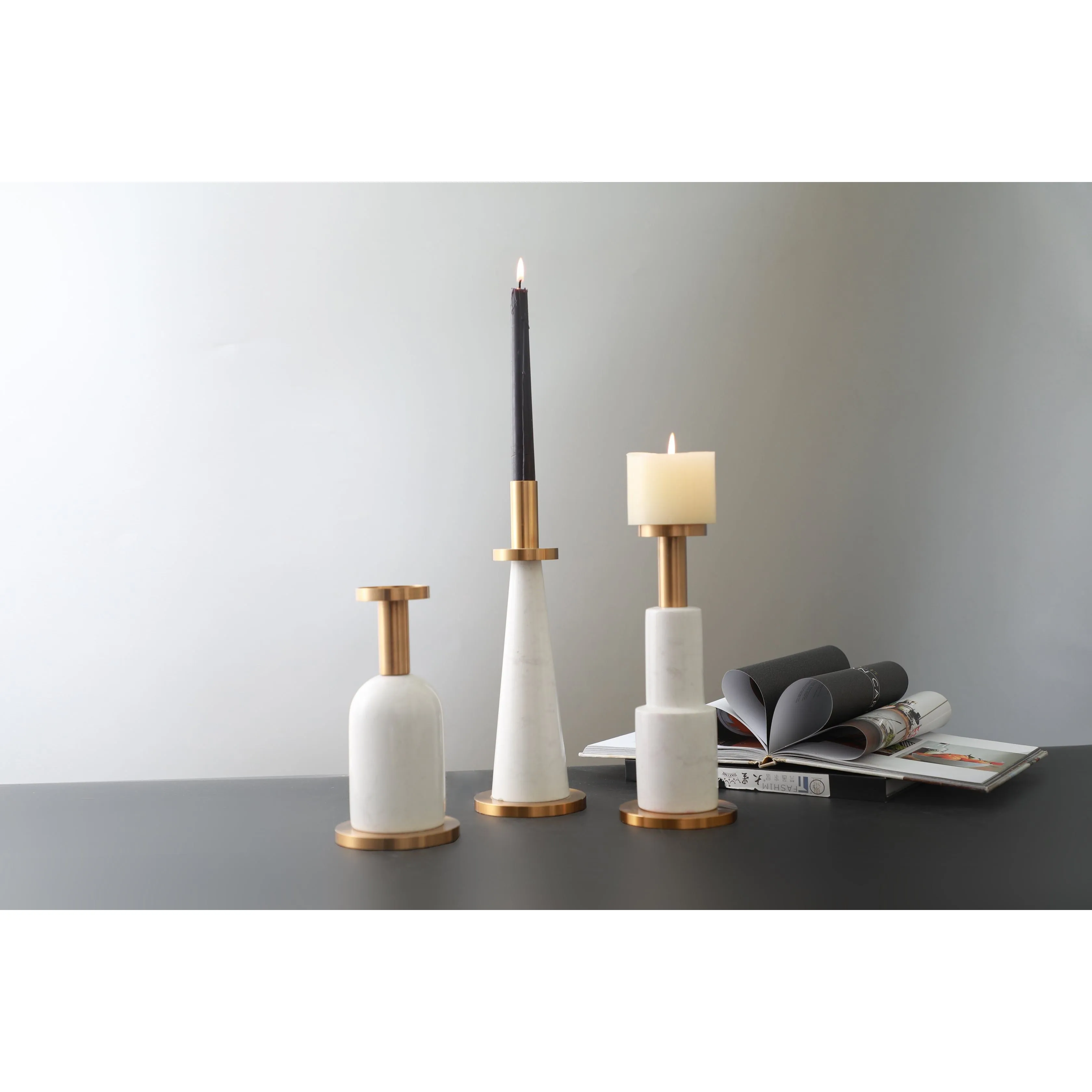SIMPLE STYLE WHITE CANDLE HOLDER - SET OF 3