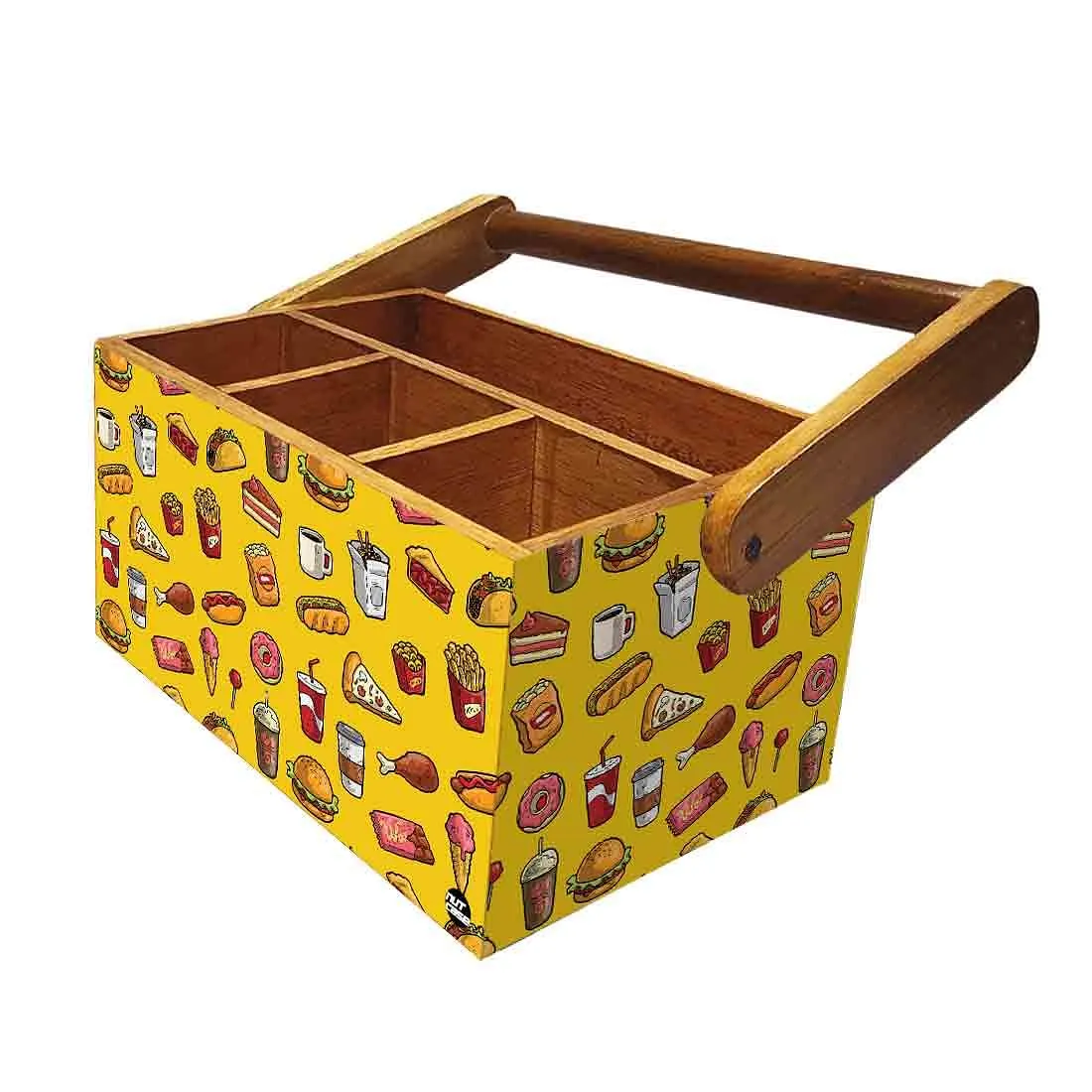 Small Cutlery Holder With Handle Napkin Spoons Knives Stand - Hunger Food