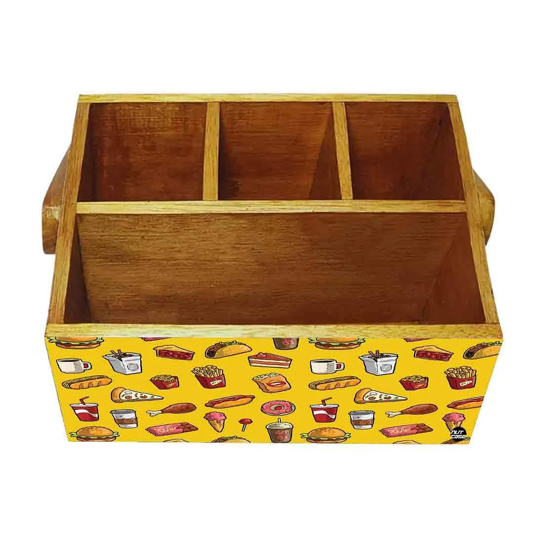 Small Cutlery Holder With Handle Napkin Spoons Knives Stand - Hunger Food