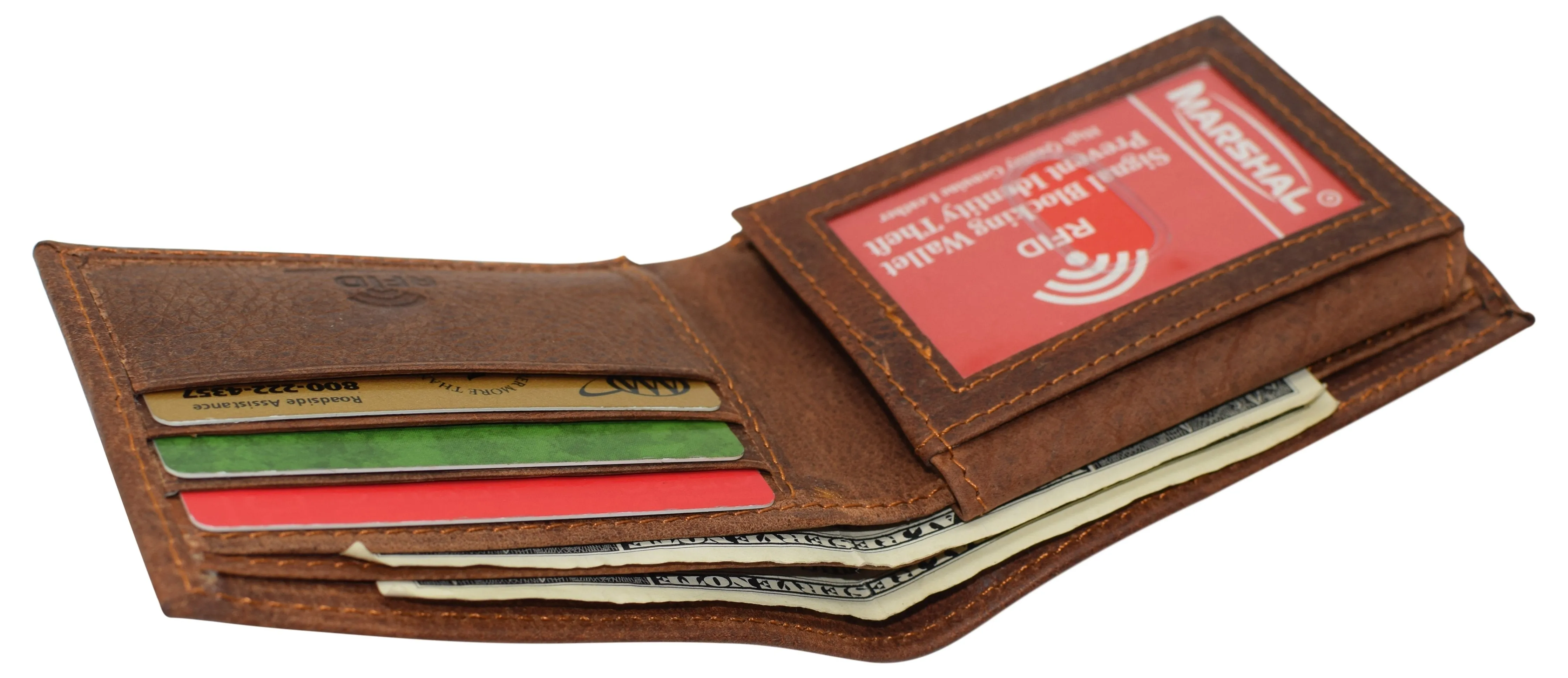 Super Dad RFID Blocking Real Leather Bifold Classic Wallet for Men