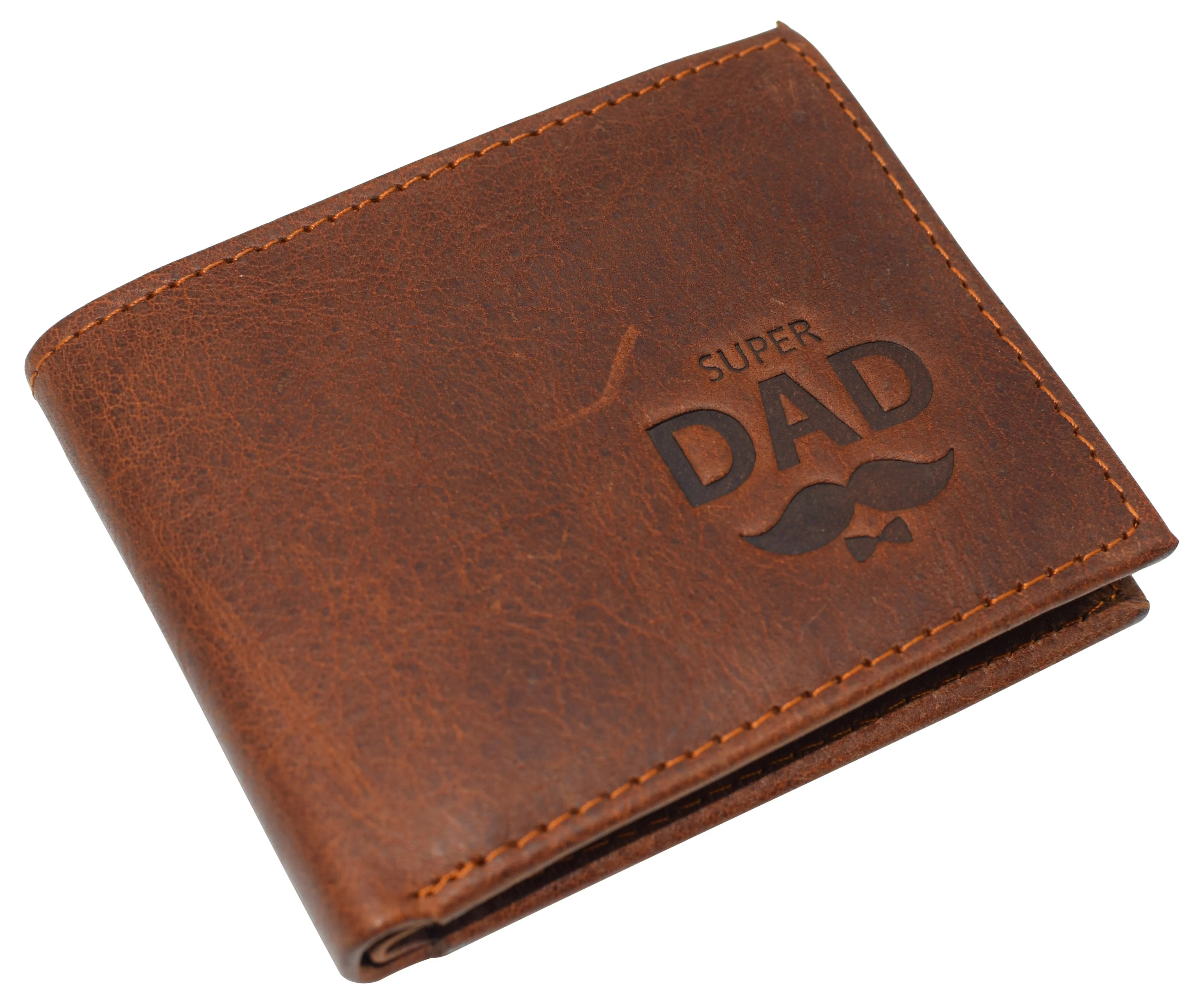 Super Dad RFID Blocking Real Leather Bifold Classic Wallet for Men