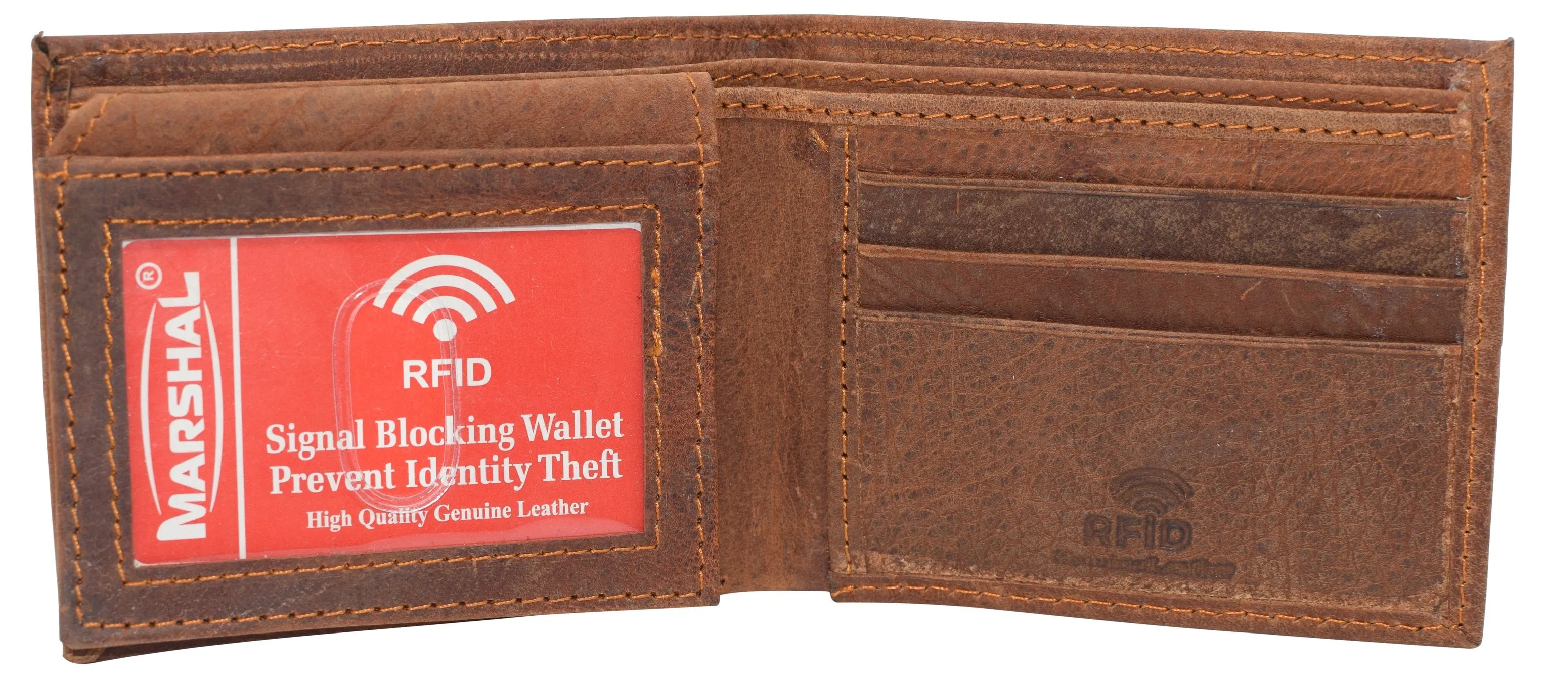 Super Dad RFID Blocking Real Leather Bifold Classic Wallet for Men