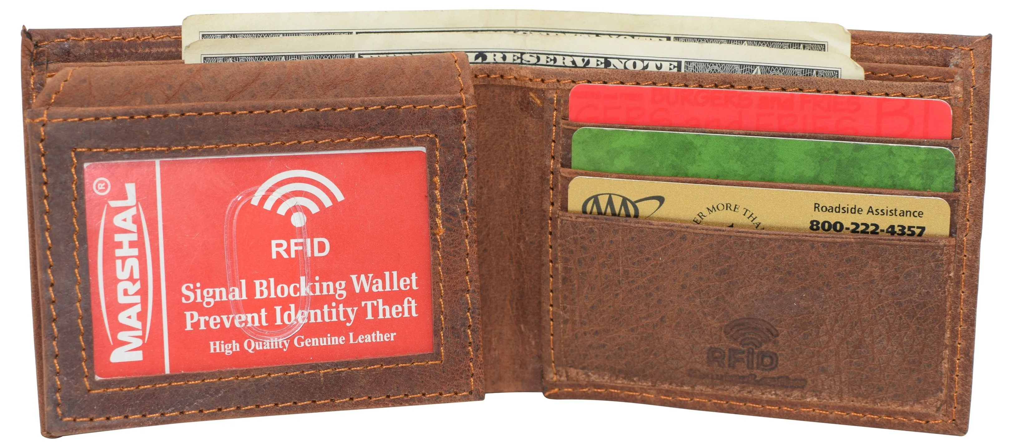Super Dad RFID Blocking Real Leather Bifold Classic Wallet for Men