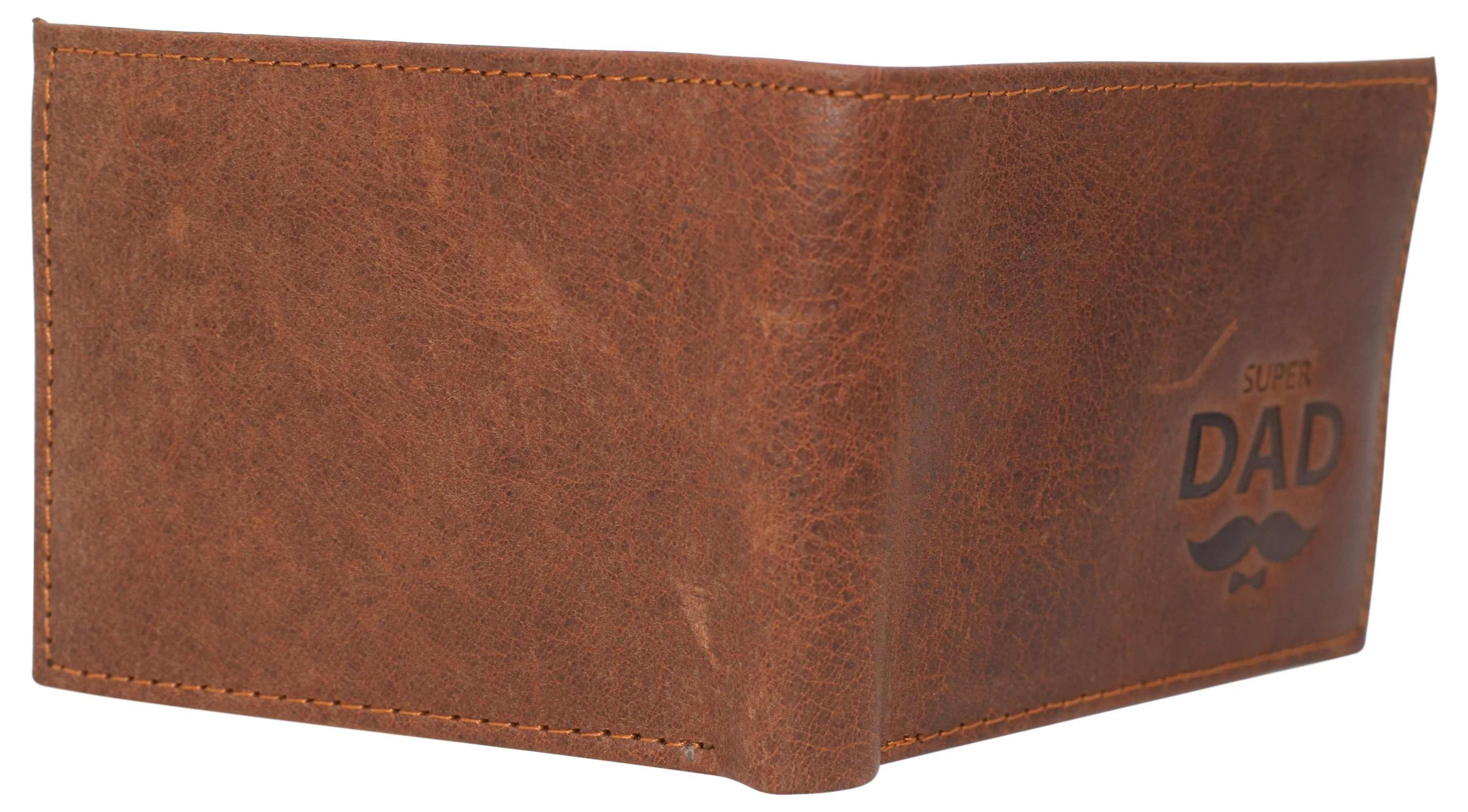 Super Dad RFID Blocking Real Leather Bifold Classic Wallet for Men