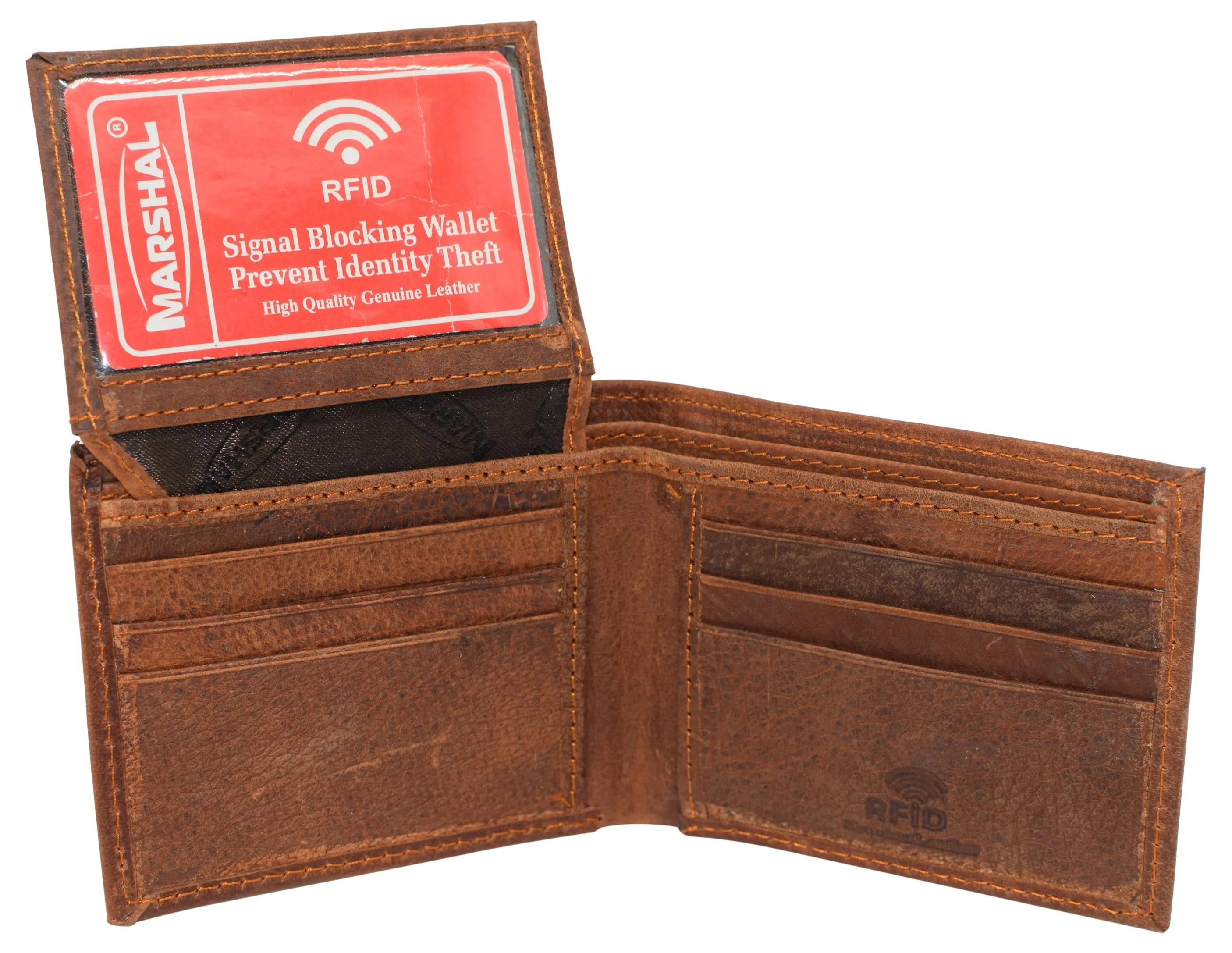 Super Dad RFID Blocking Real Leather Bifold Classic Wallet for Men