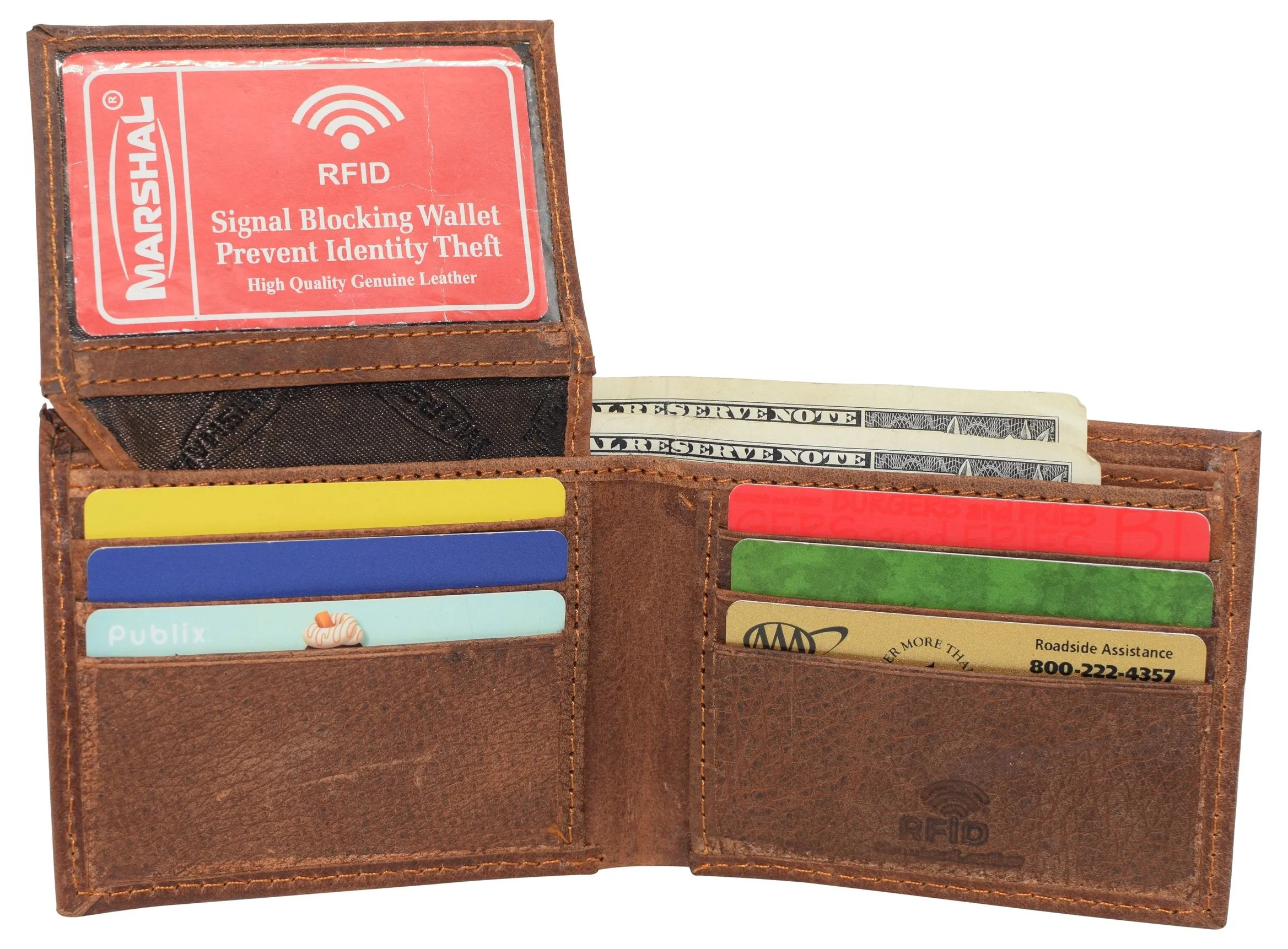 Super Dad RFID Blocking Real Leather Bifold Classic Wallet for Men