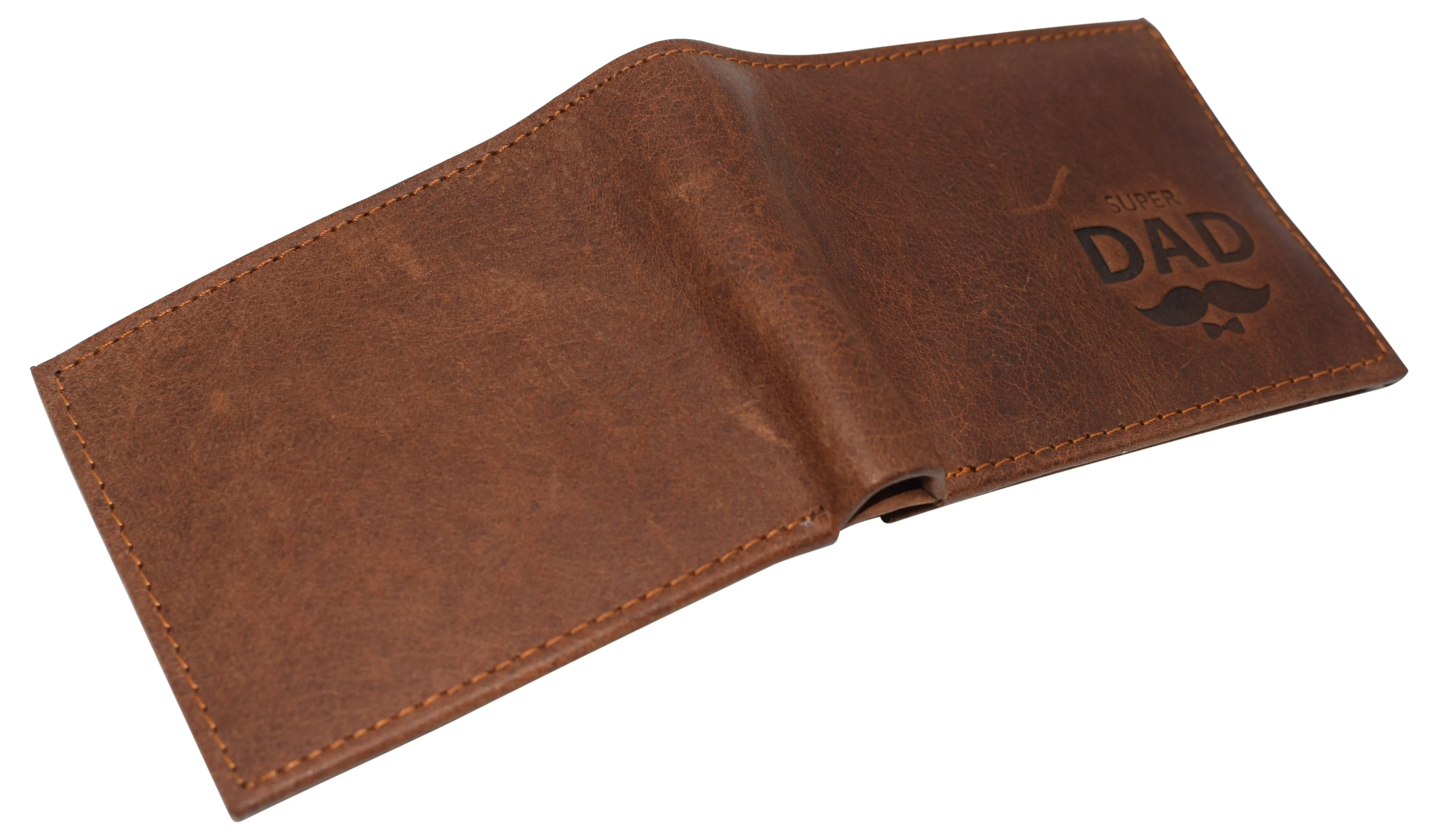Super Dad RFID Blocking Real Leather Bifold Classic Wallet for Men