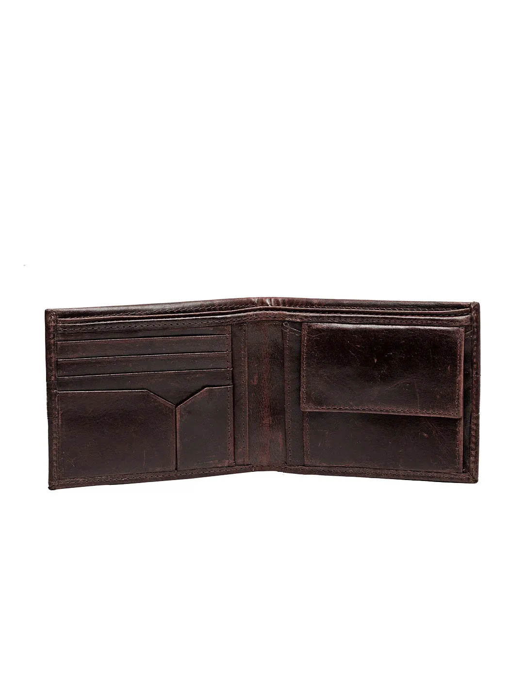 Teakwood Genuine Leather Brown Colour Two Fold Wallet