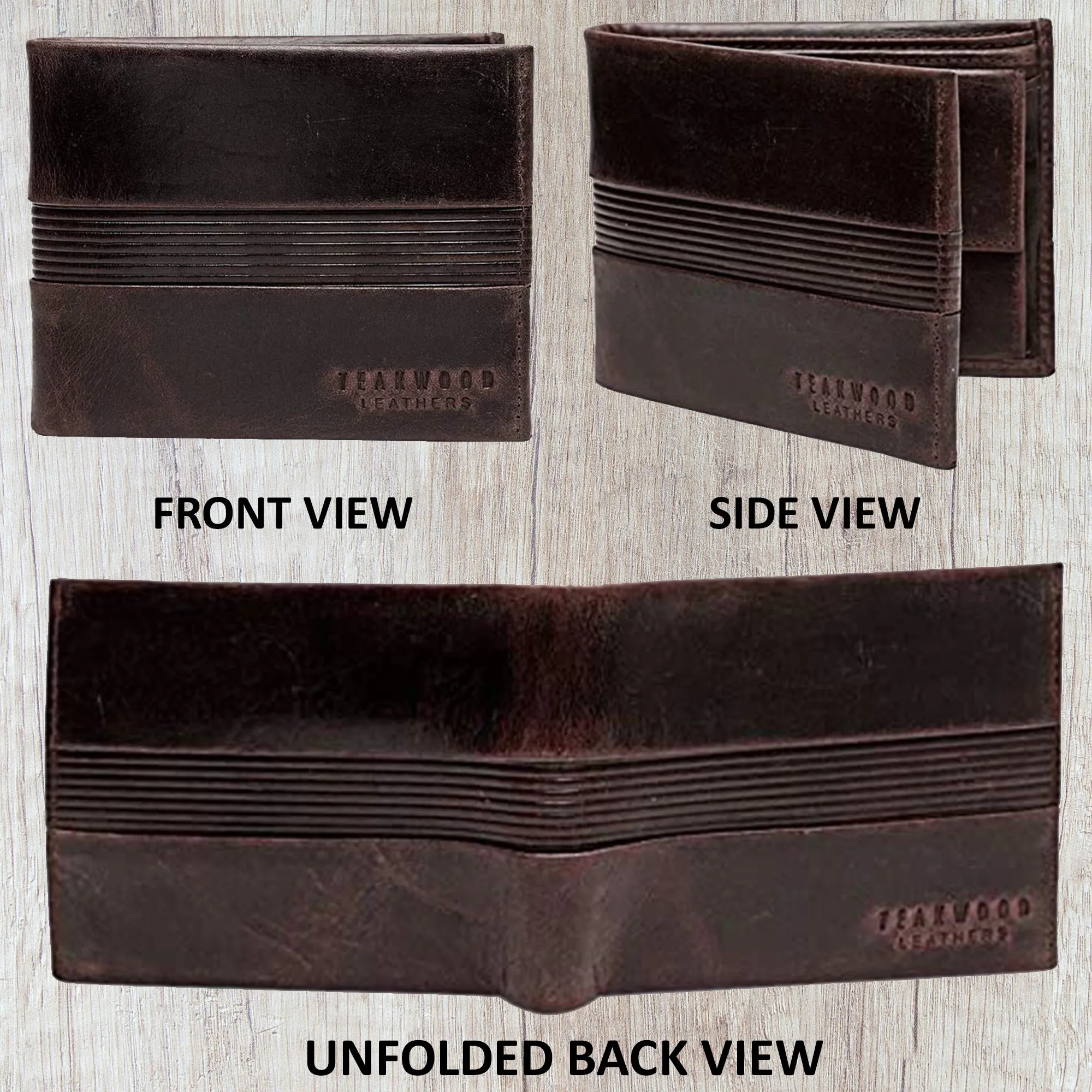 Teakwood Genuine Leather Brown Colour Two Fold Wallet
