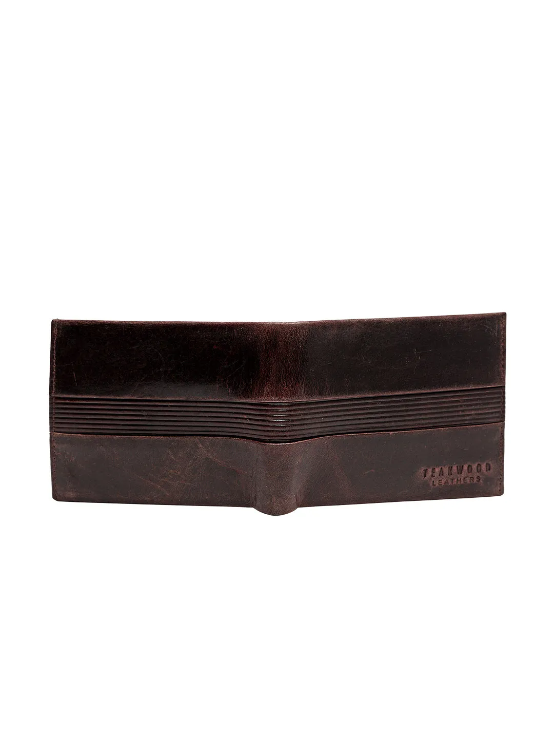 Teakwood Genuine Leather Brown Colour Two Fold Wallet