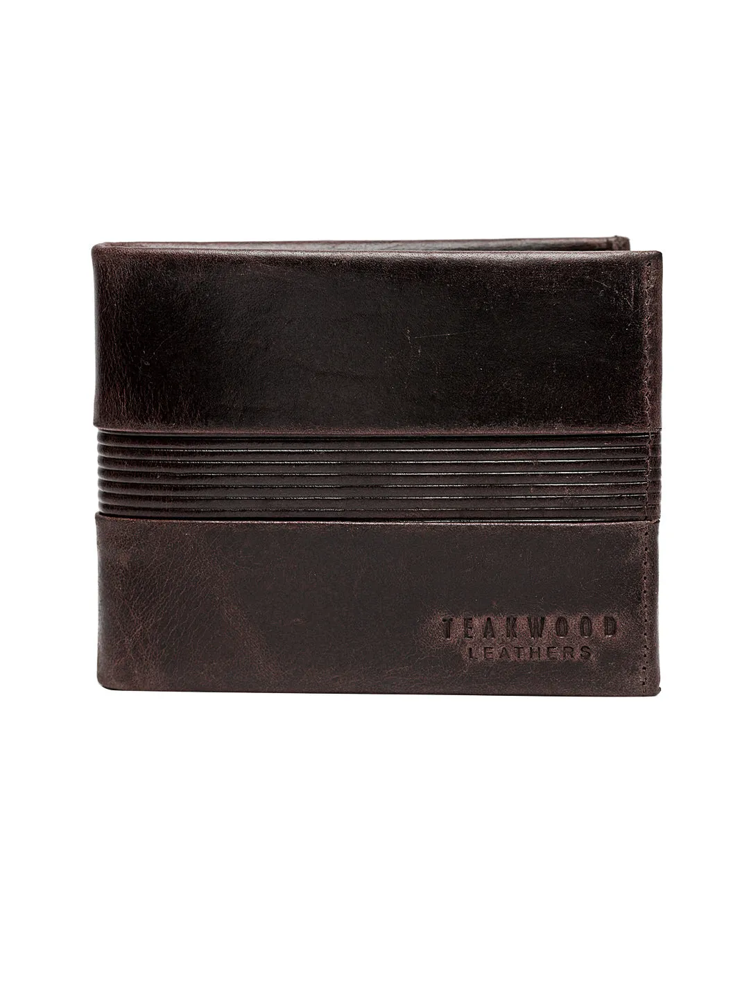 Teakwood Genuine Leather Brown Colour Two Fold Wallet