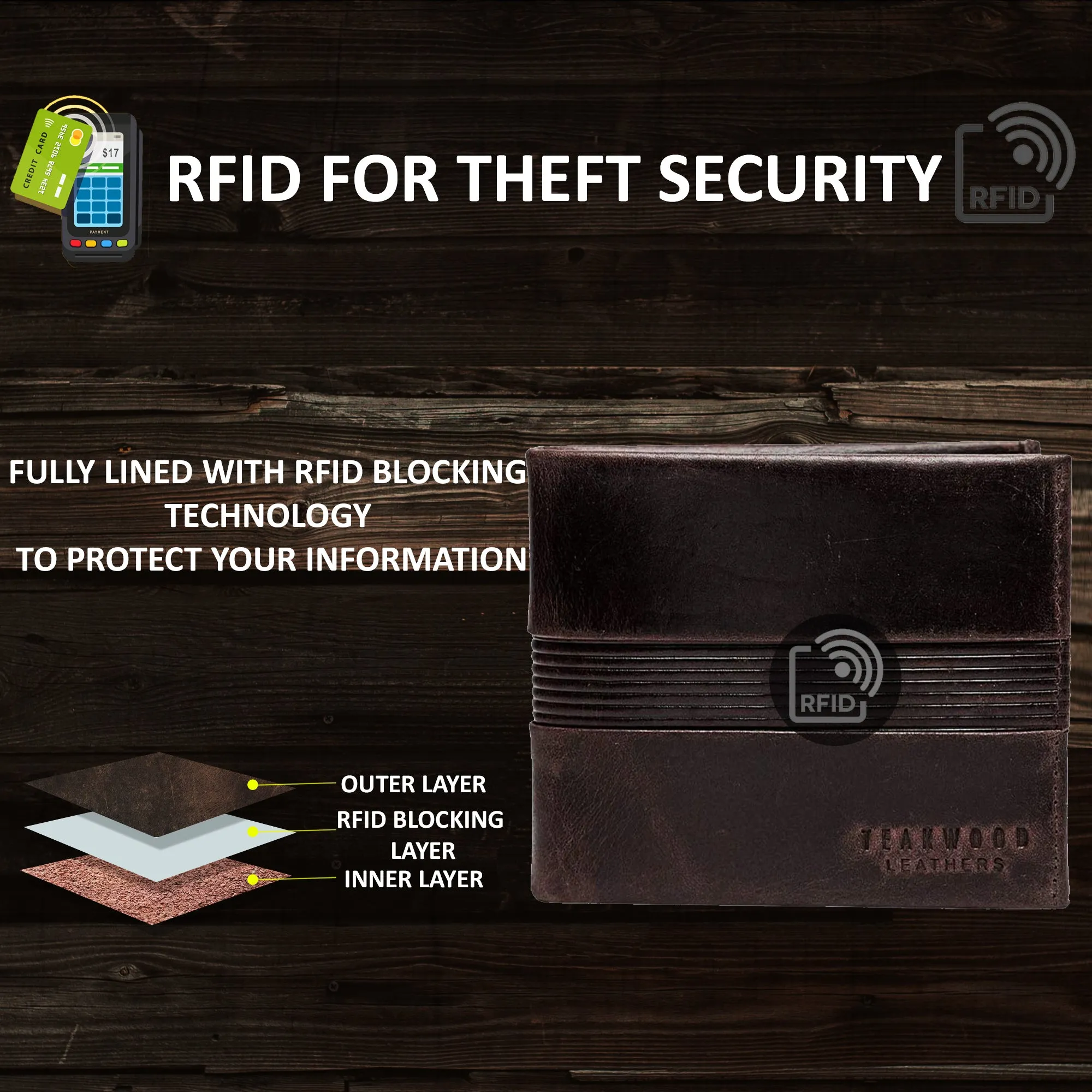 Teakwood Genuine Leather Brown Colour Two Fold Wallet