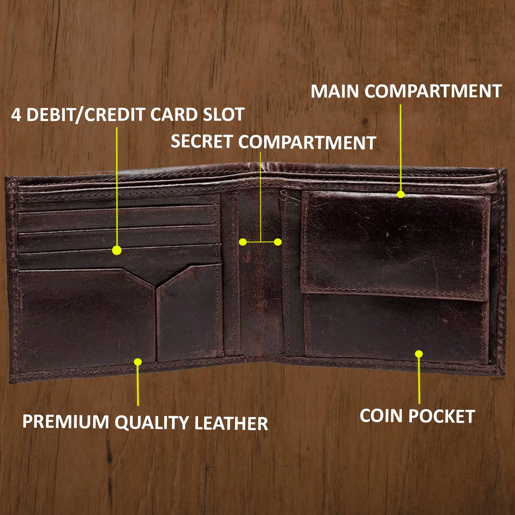 Teakwood Genuine Leather Brown Colour Two Fold Wallet