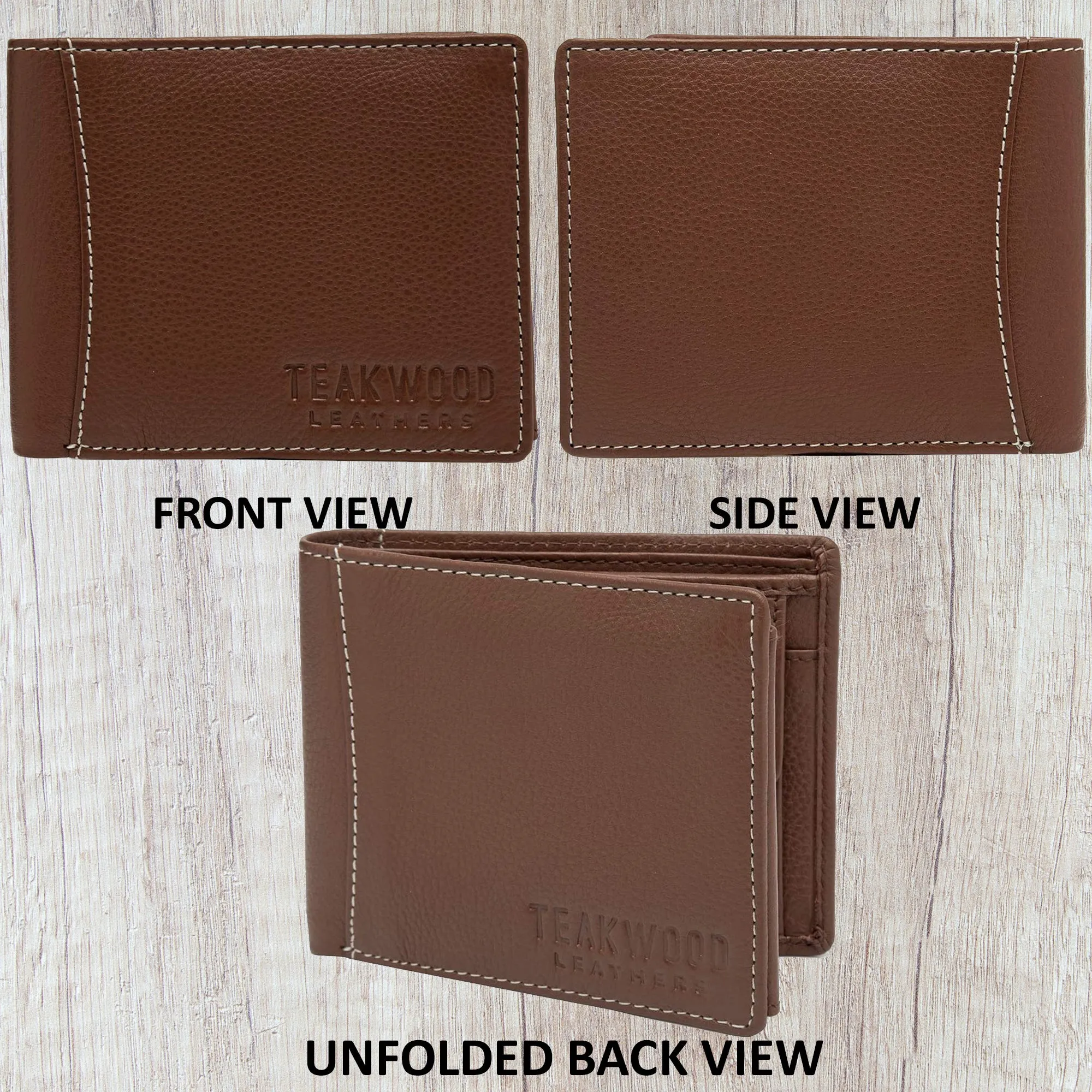 Teakwood Men Genuine Leather Rust Bi fold wallet