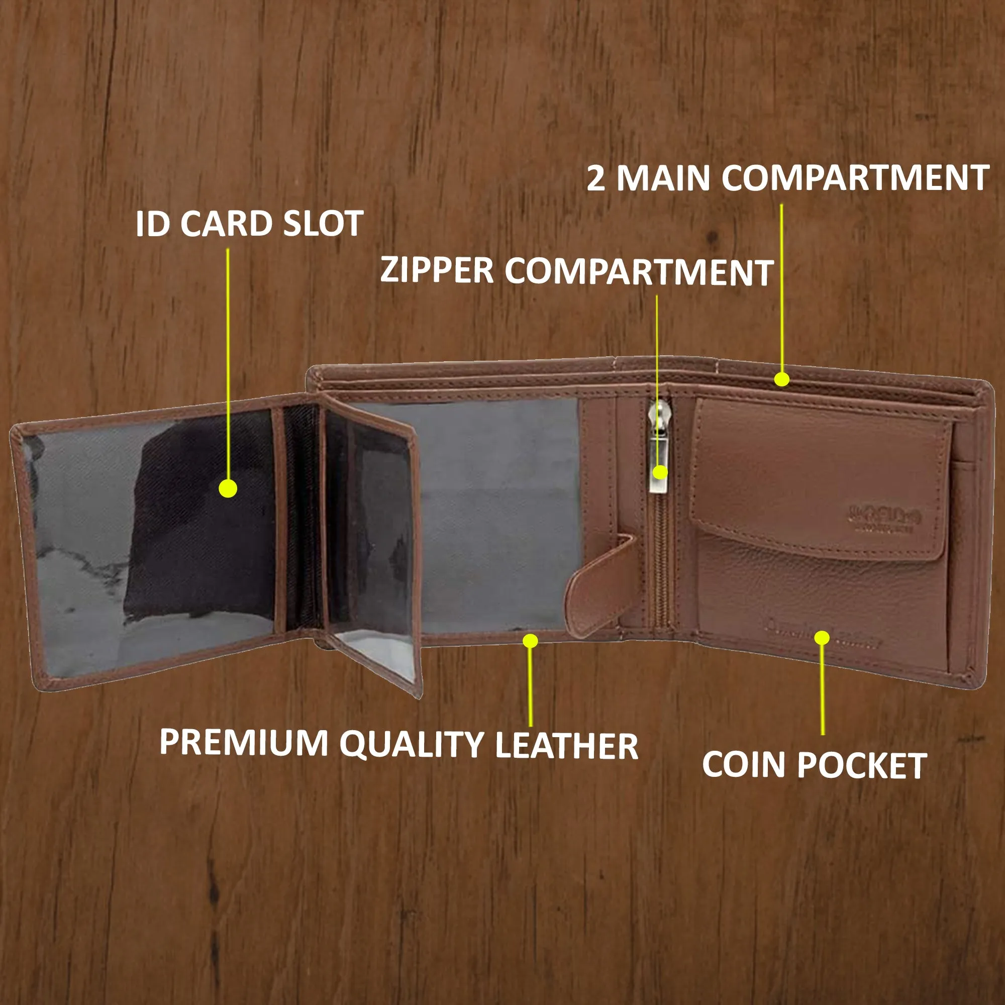 Teakwood Men Genuine Leather Rust Bi fold wallet