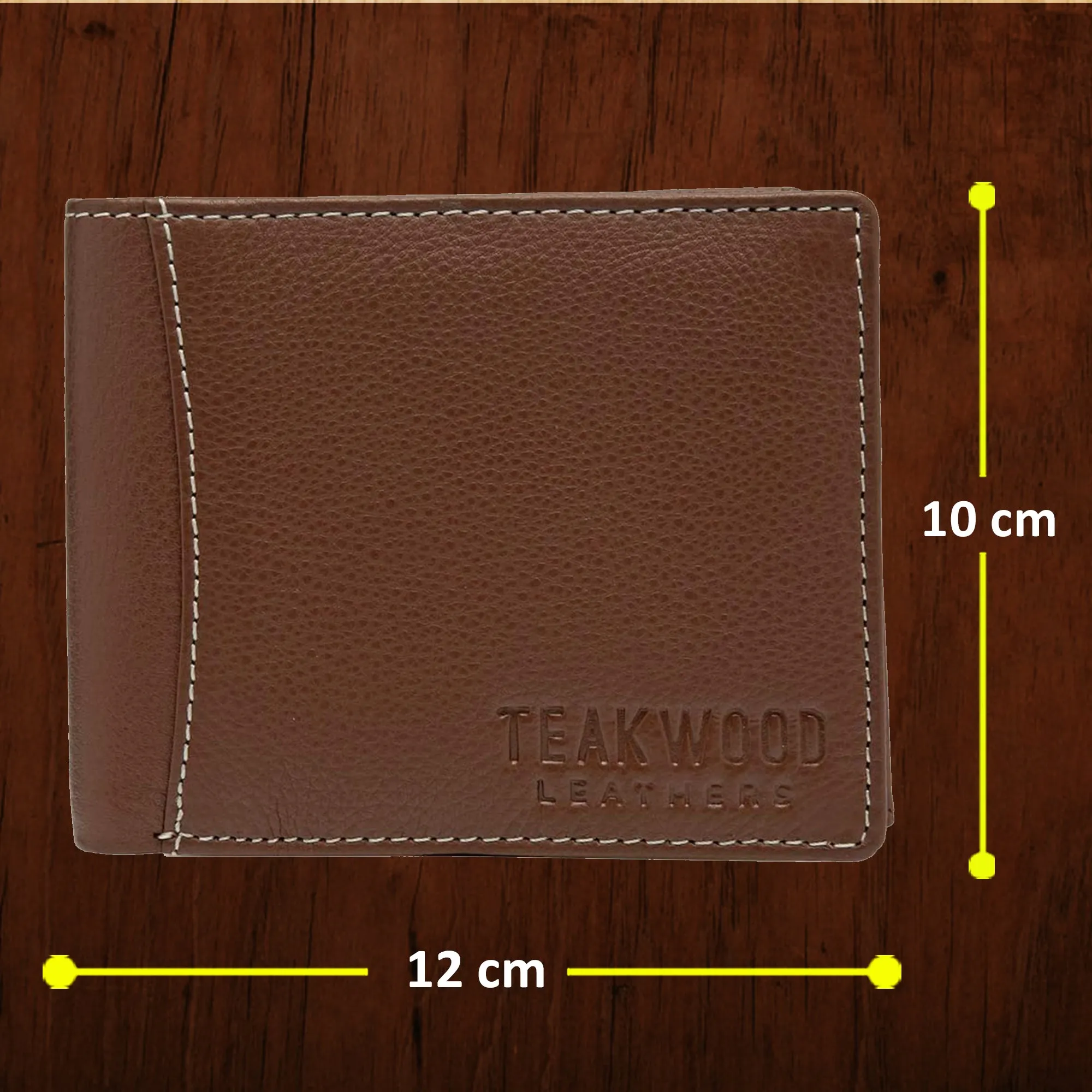 Teakwood Men Genuine Leather Rust Bi fold wallet