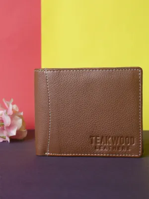 Teakwood Men Genuine Leather Rust Bi fold wallet