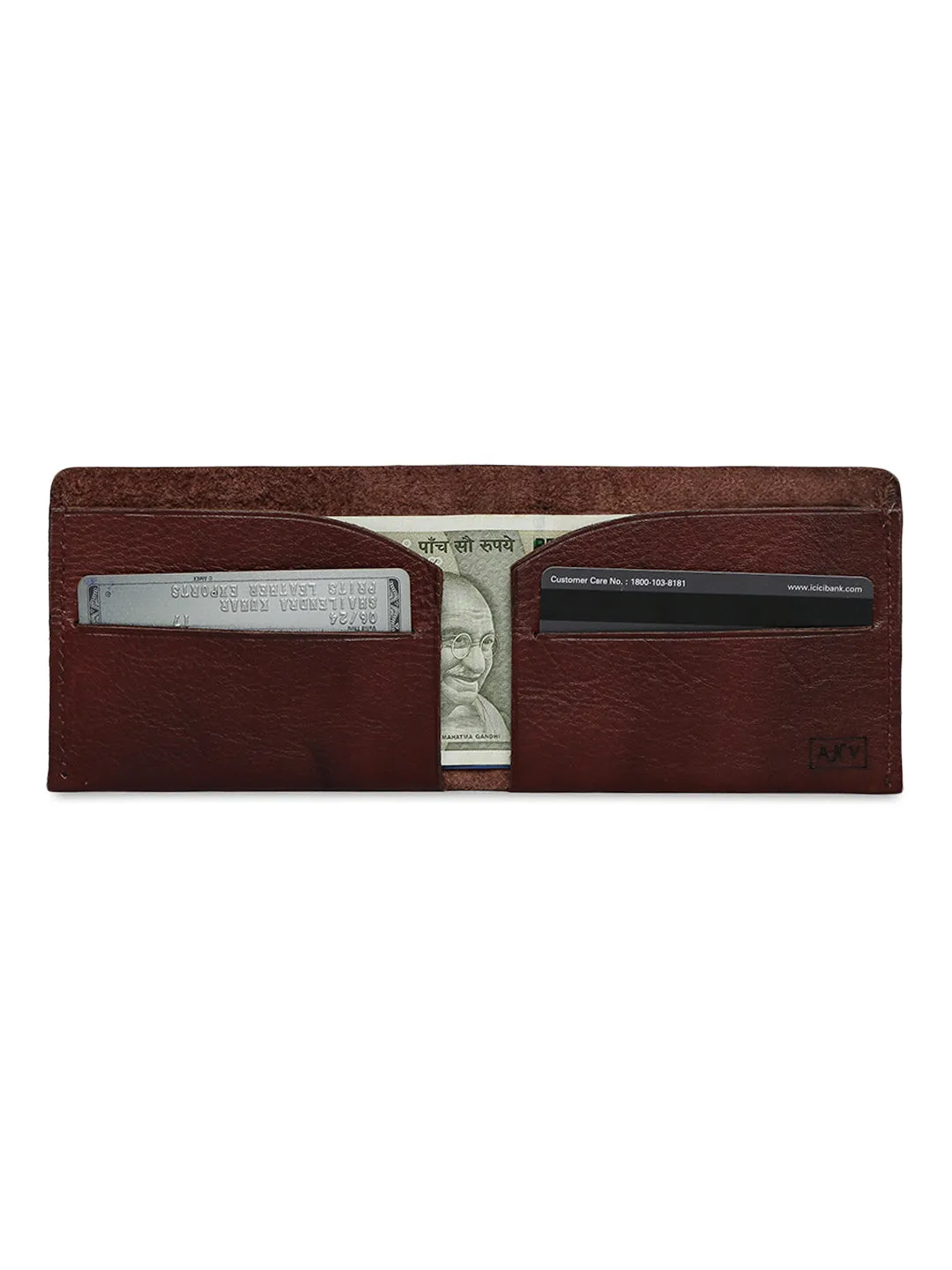 Timeless Appeal: Brown Leather Wallet with Sutle Plane Texture By Art N Vintage
