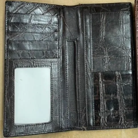 Top Notch Accessories 125CF Coffee Alligator Print w/Praying Cowboy Concho Wallet
