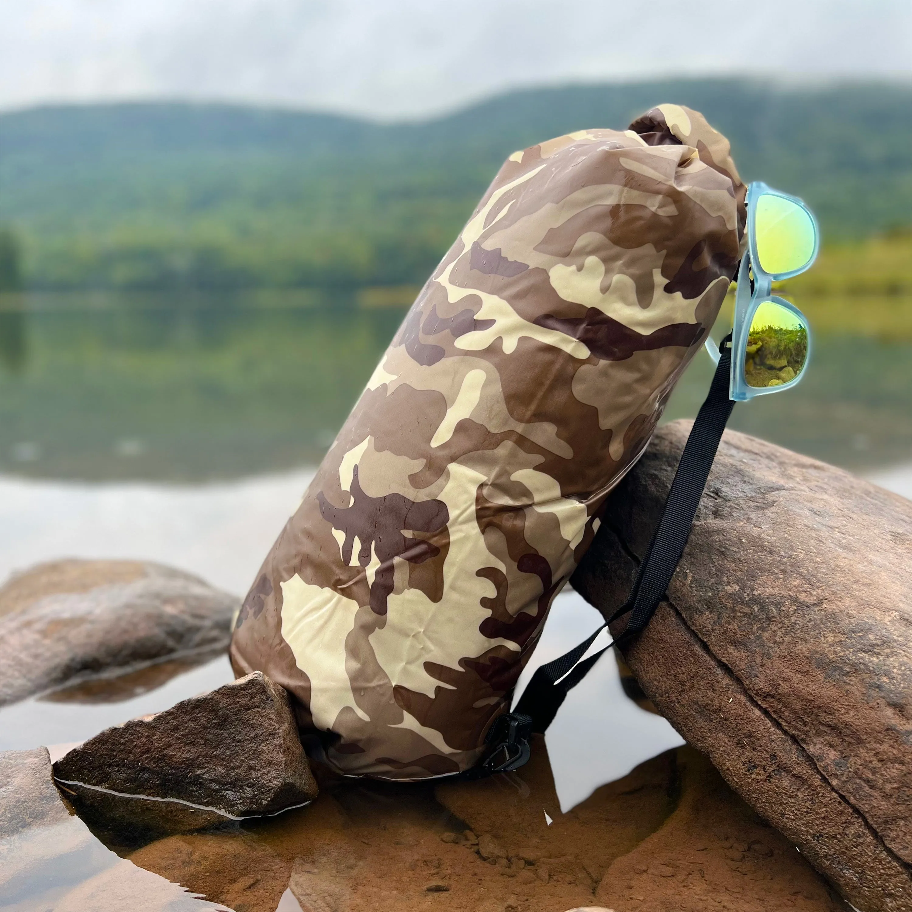 TrailGear Heavy-Duty Camouflaged Dry Bag | Roll-Top Closure Design | Lightweight w/ Shoulder Strap