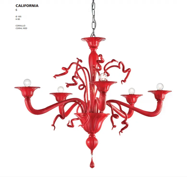 Unusual And Quirky Modern Red Or Black Venetian Chandelier In 4 Sizes