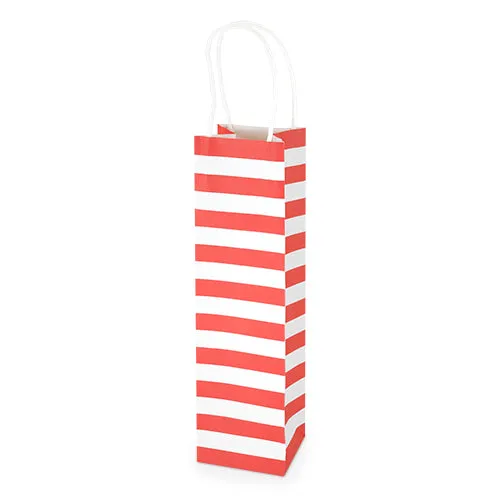 White Kraft Red Stripe 750ml Bottle Bag By Cakewalk