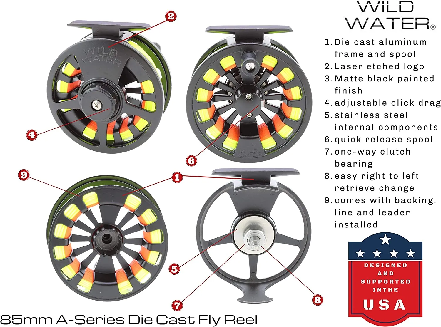 Wild Water Standard Fly Fishing Kit, 9 ft 5 wt 7 Piece Rod