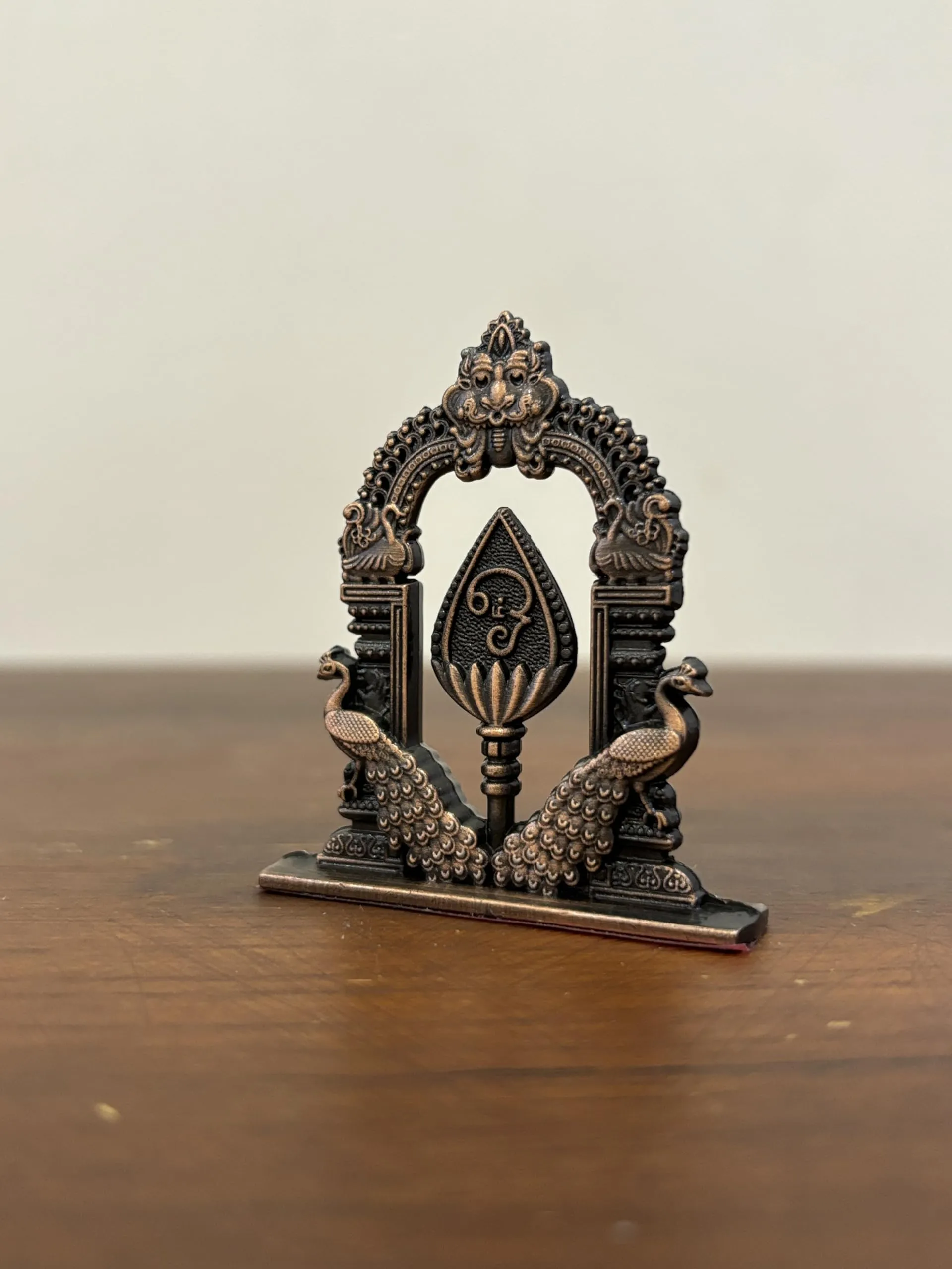 Yaa Catchy Lord Murugan’s Vel to Your Car Dashboard & Pooja Room & Office Hindu God Kartikeya ensuring a Blessed and Protected Journey. (Copper - Peacock)